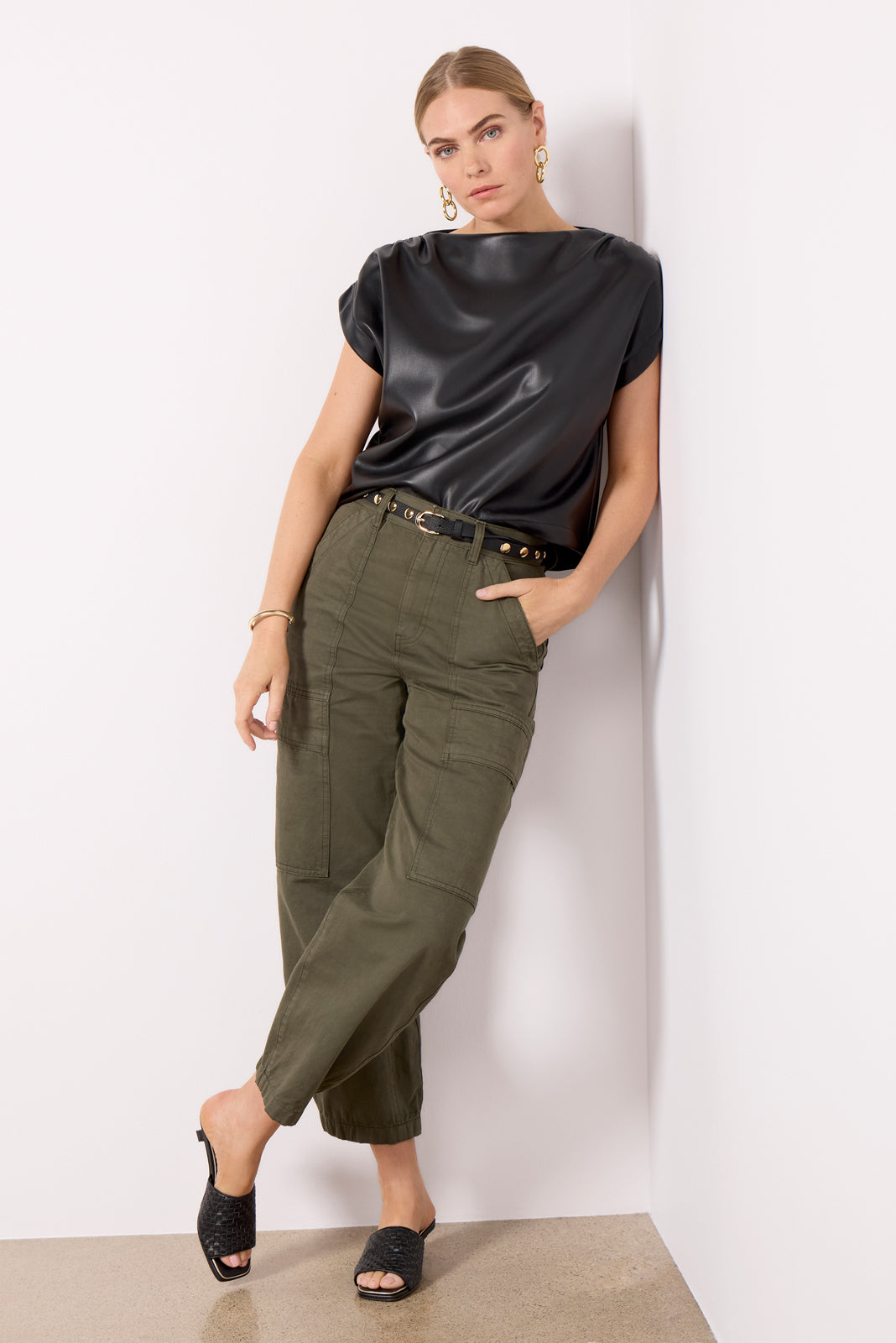 Astrid Faux Leather Muscle Top