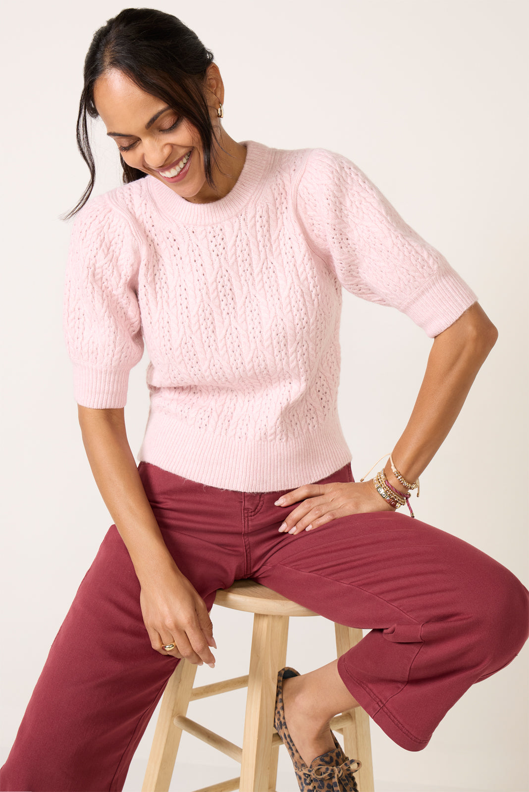 Mason Puff Sleeve Cable Sweater