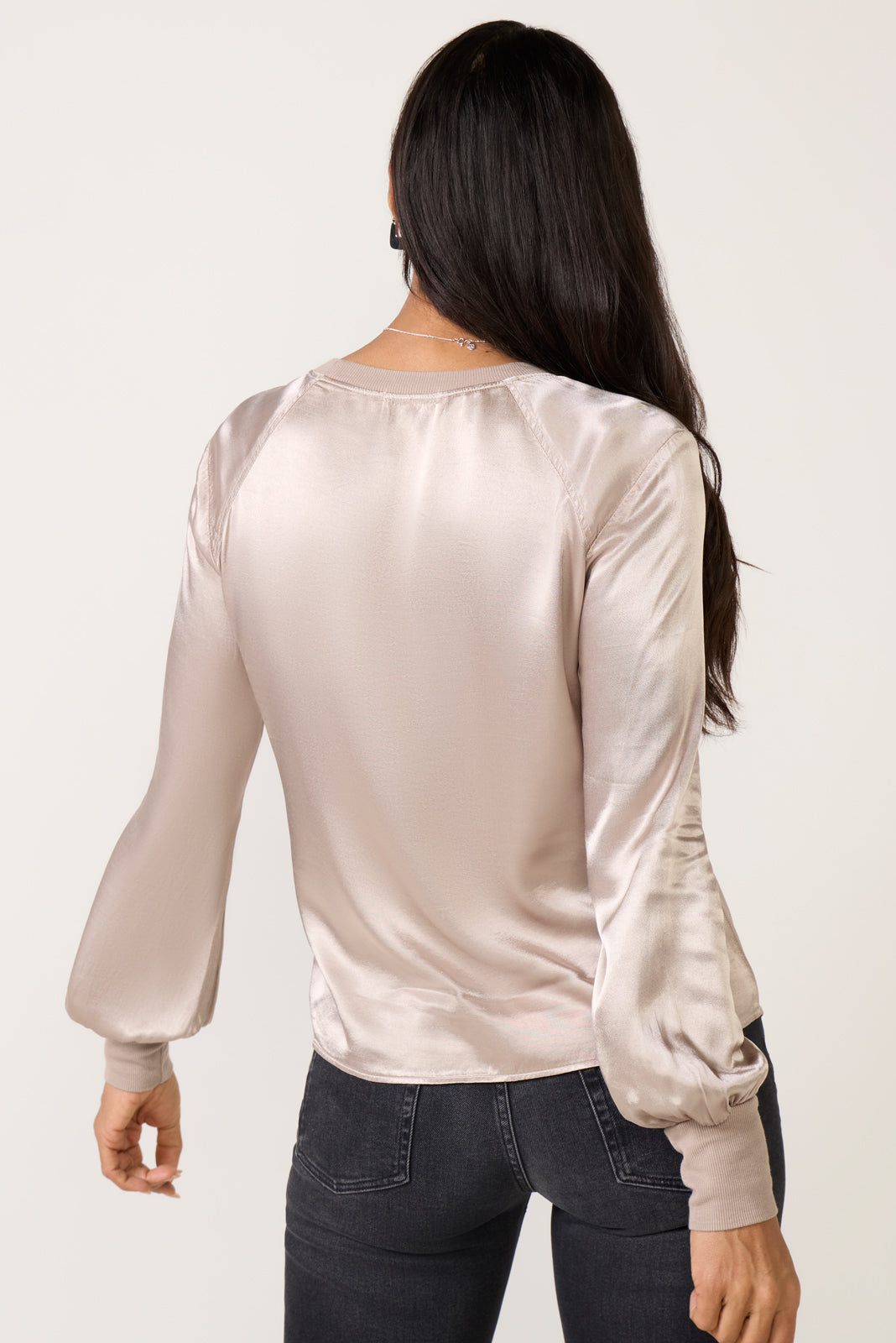 City Satin Long Sleeve Top