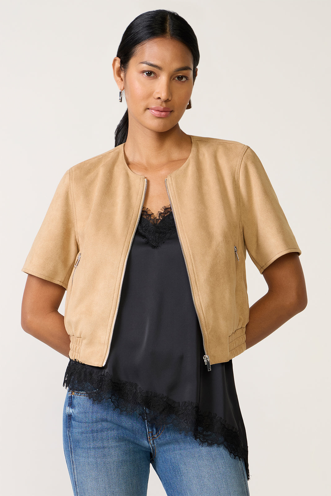 Billie Faux Suede Bomber