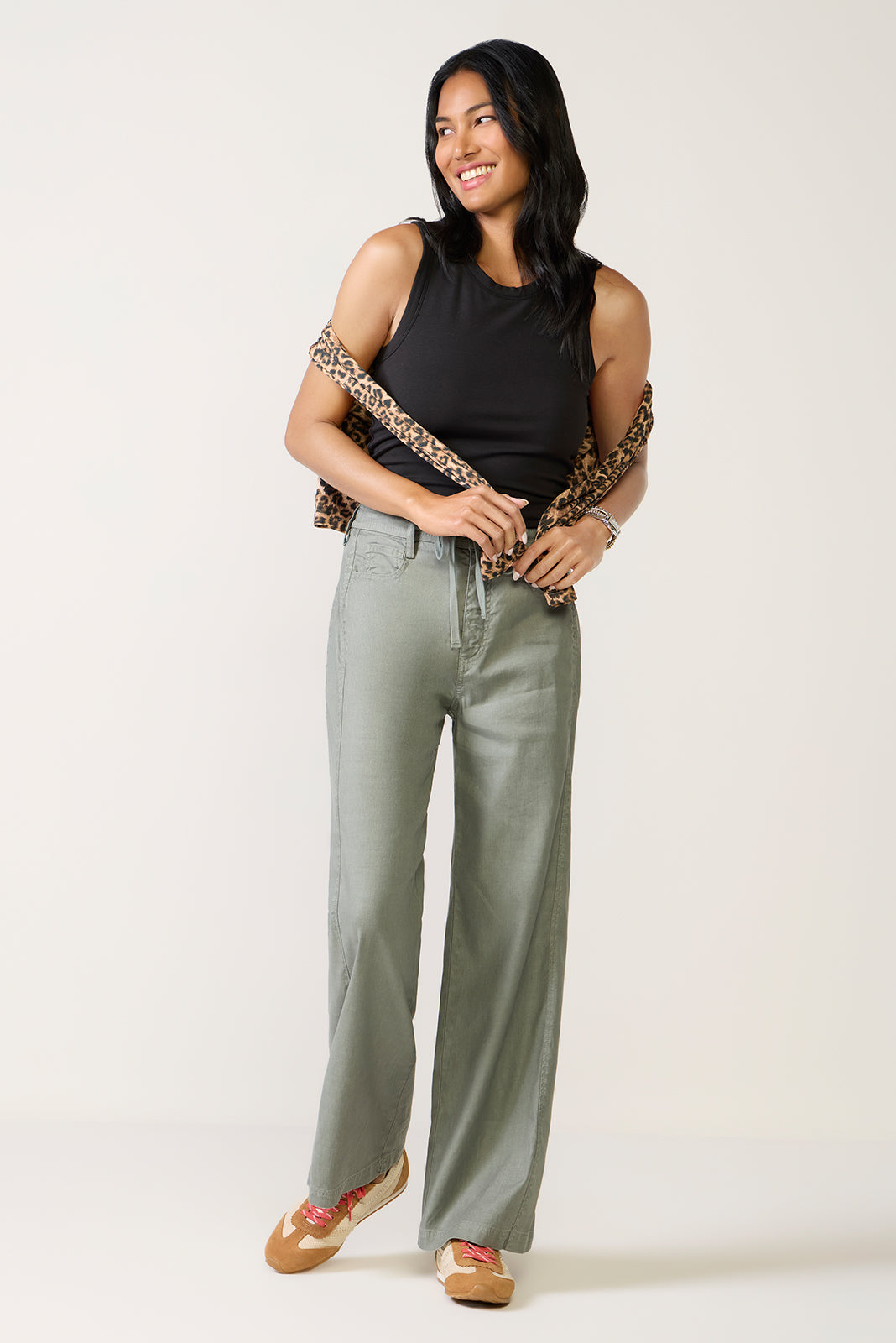 Joelle Stretch Linen Trouser with Tie Waist