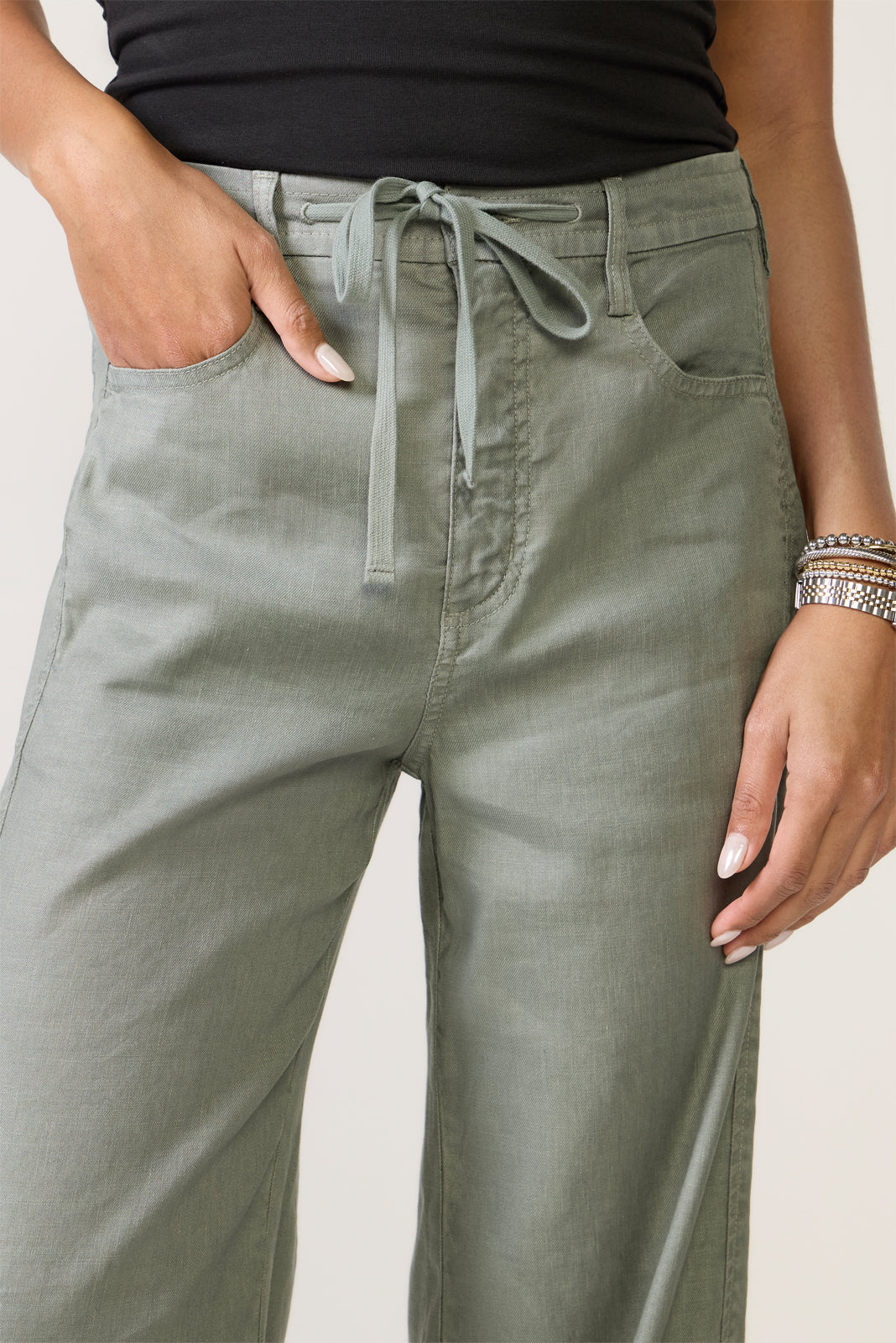 Joelle Stretch Linen Trouser with Tie Waist