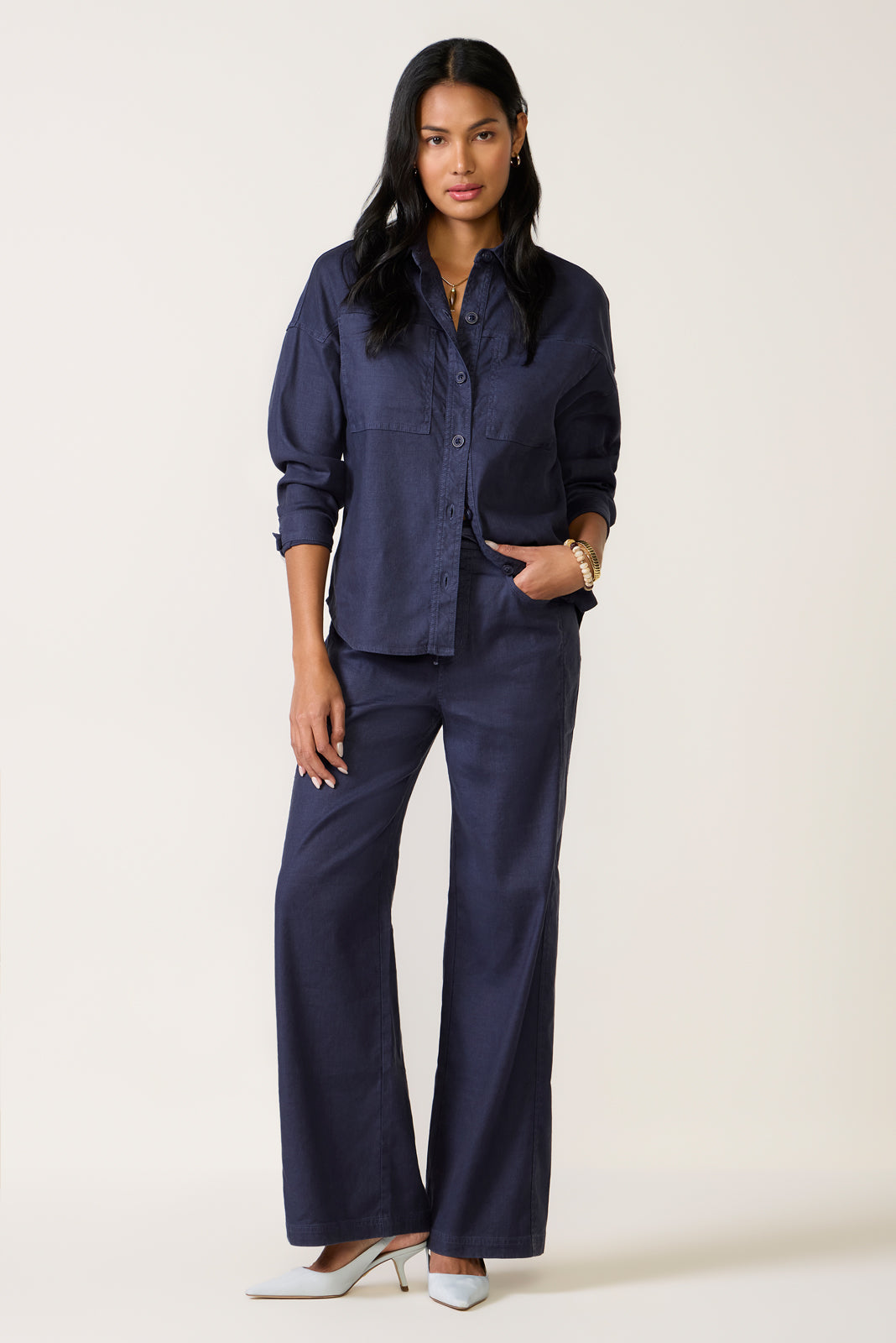Joelle Stretch Linen Trouser with Tie Waist
