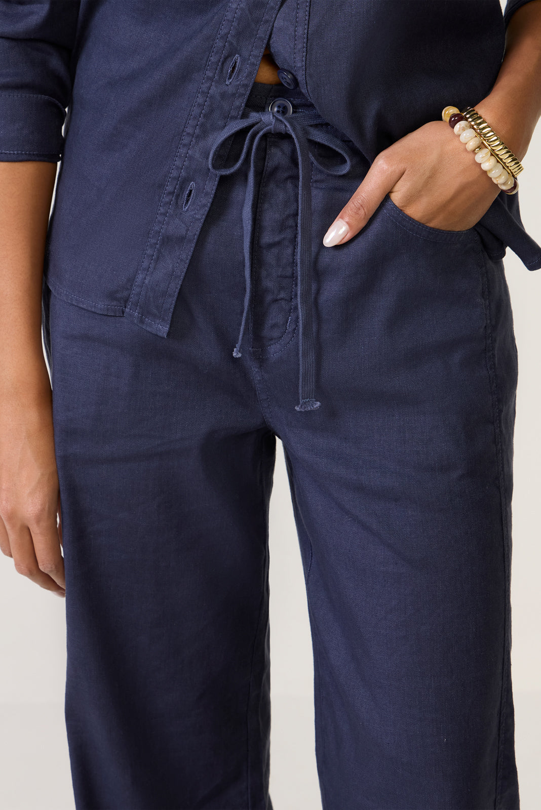 Joelle Stretch Linen Trouser with Tie Waist