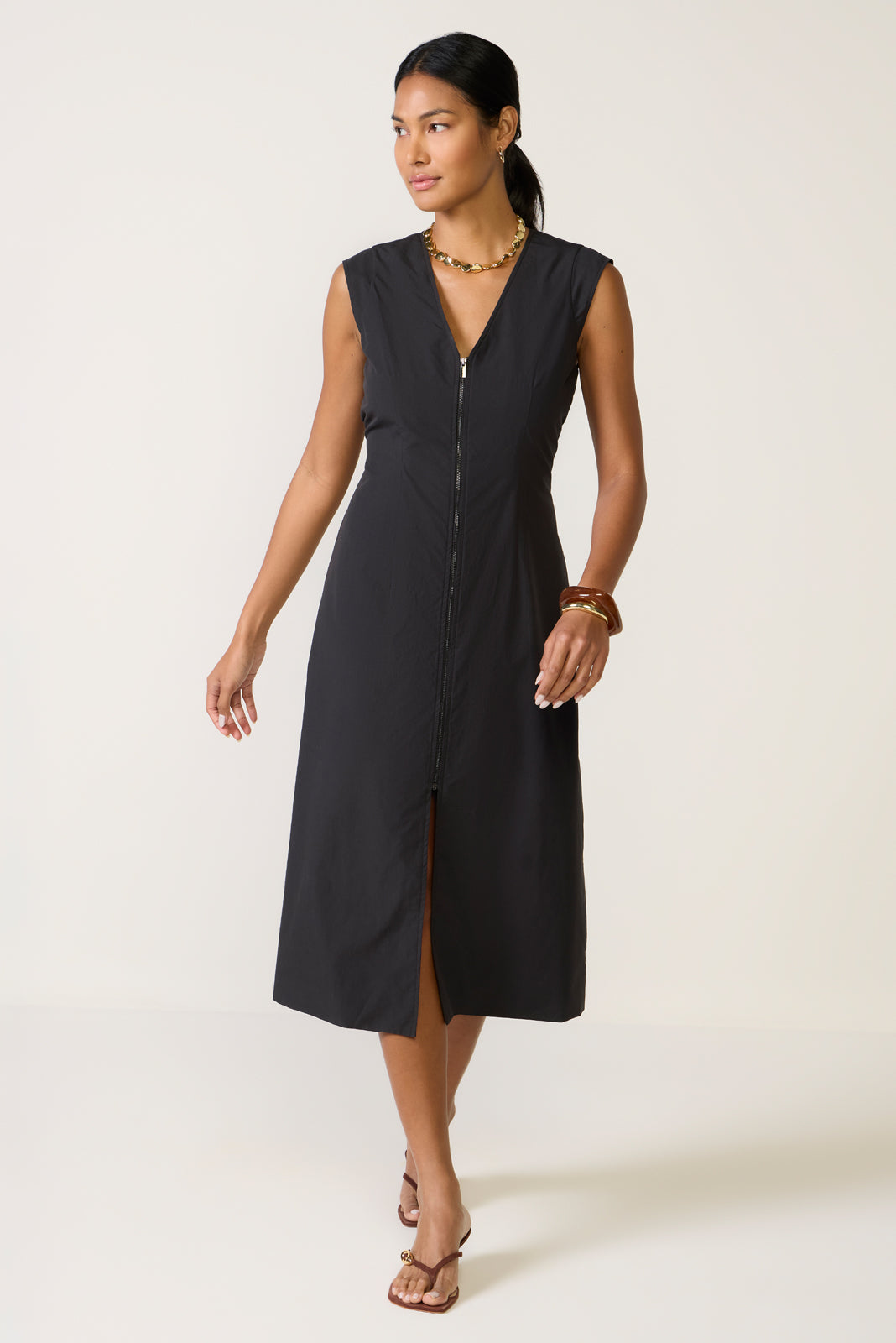 Laurel Zip Front Midi Dress
