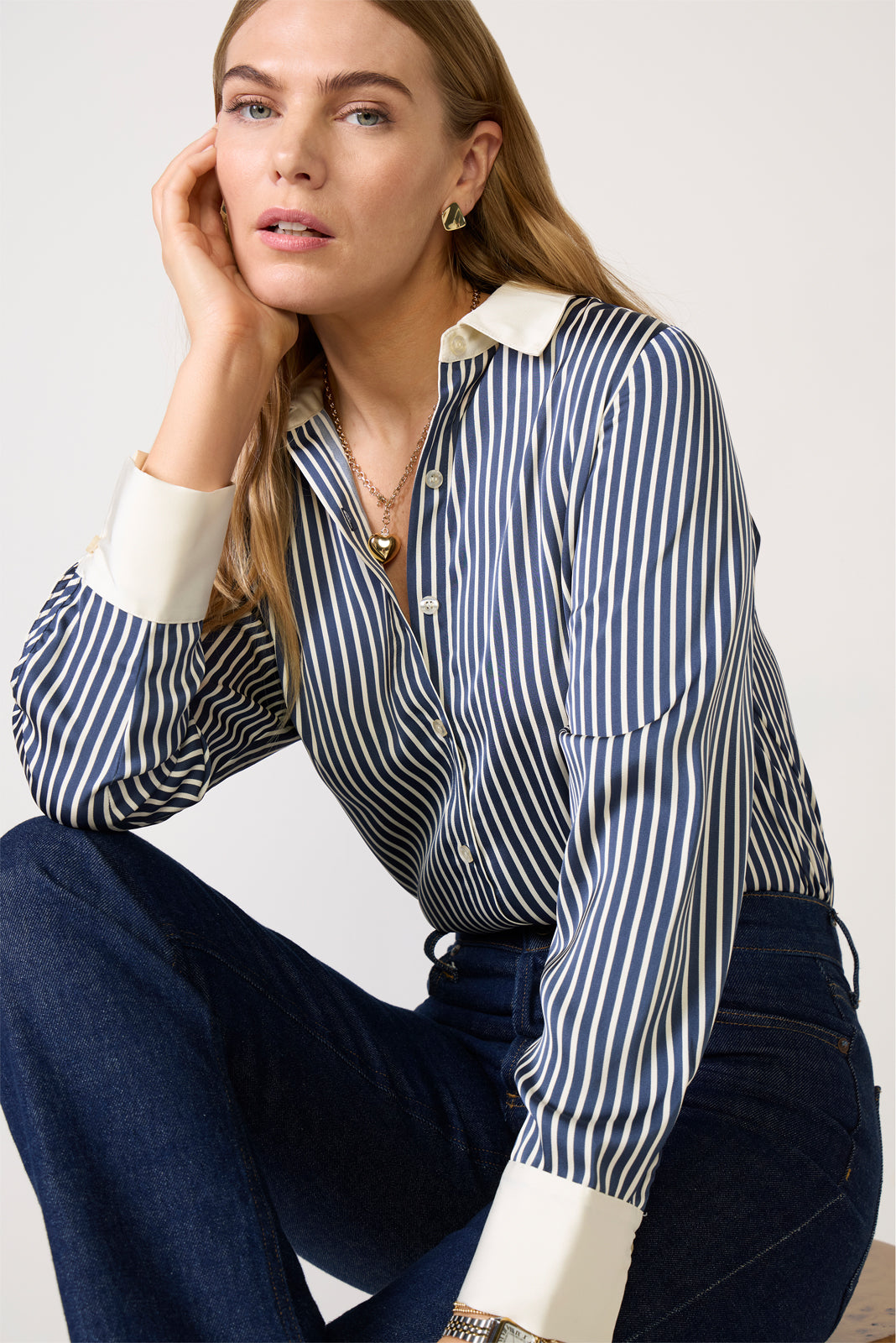 Julia Stripe Satin Shirt