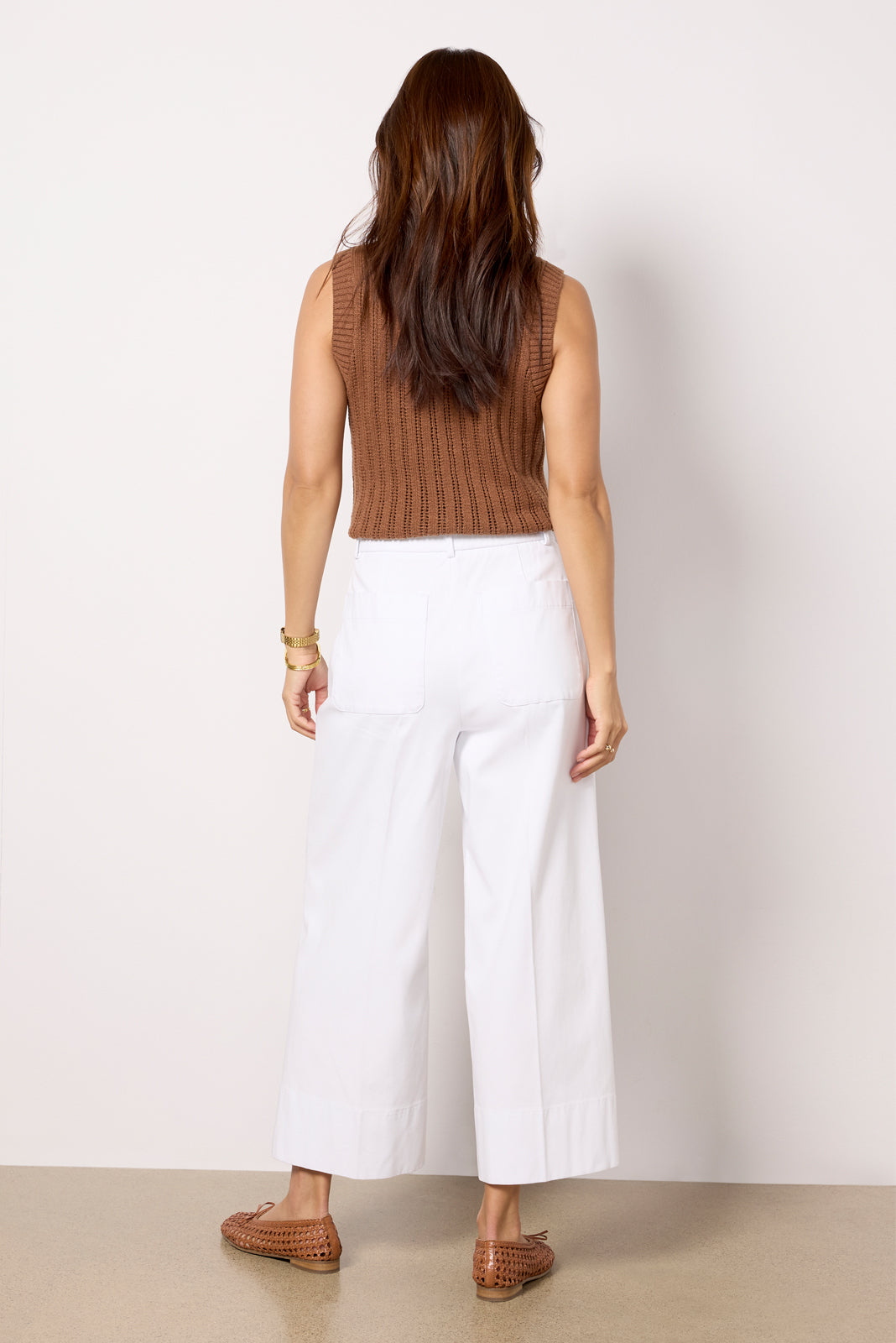 Stretch Twill Cropped Wide Leg