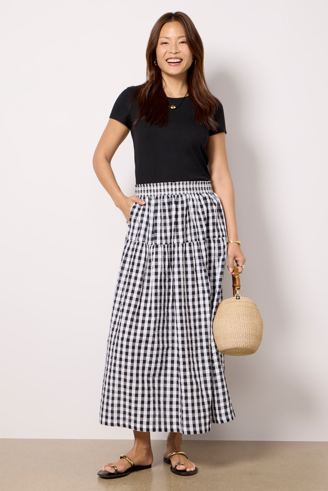emerson tiered maxi dress EMERSON FRY Women's Single Tier Maxi Skirt, Size XS/Small, Black