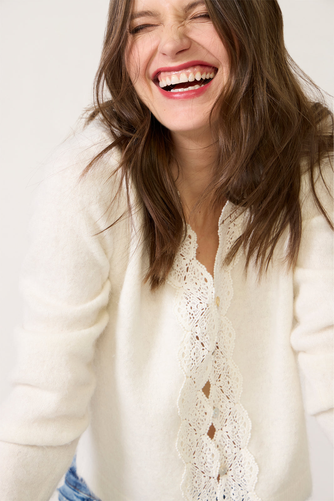 Mer Lace Trim Cardigan