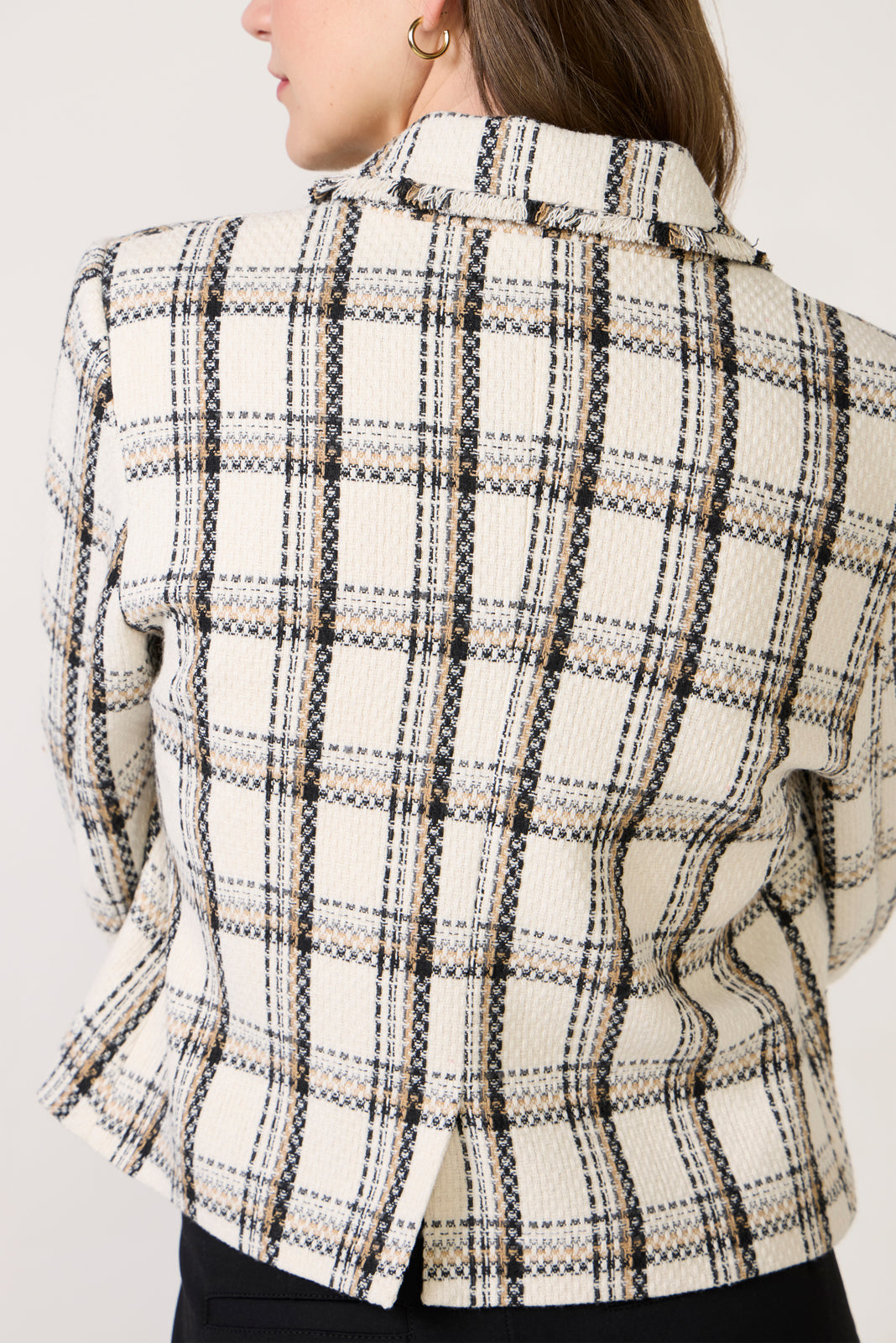 Amy Raw Edge Plaid Jacket