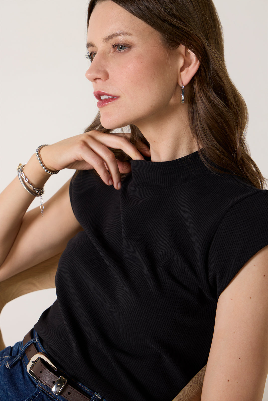 Kori Mock Neck Rib Top