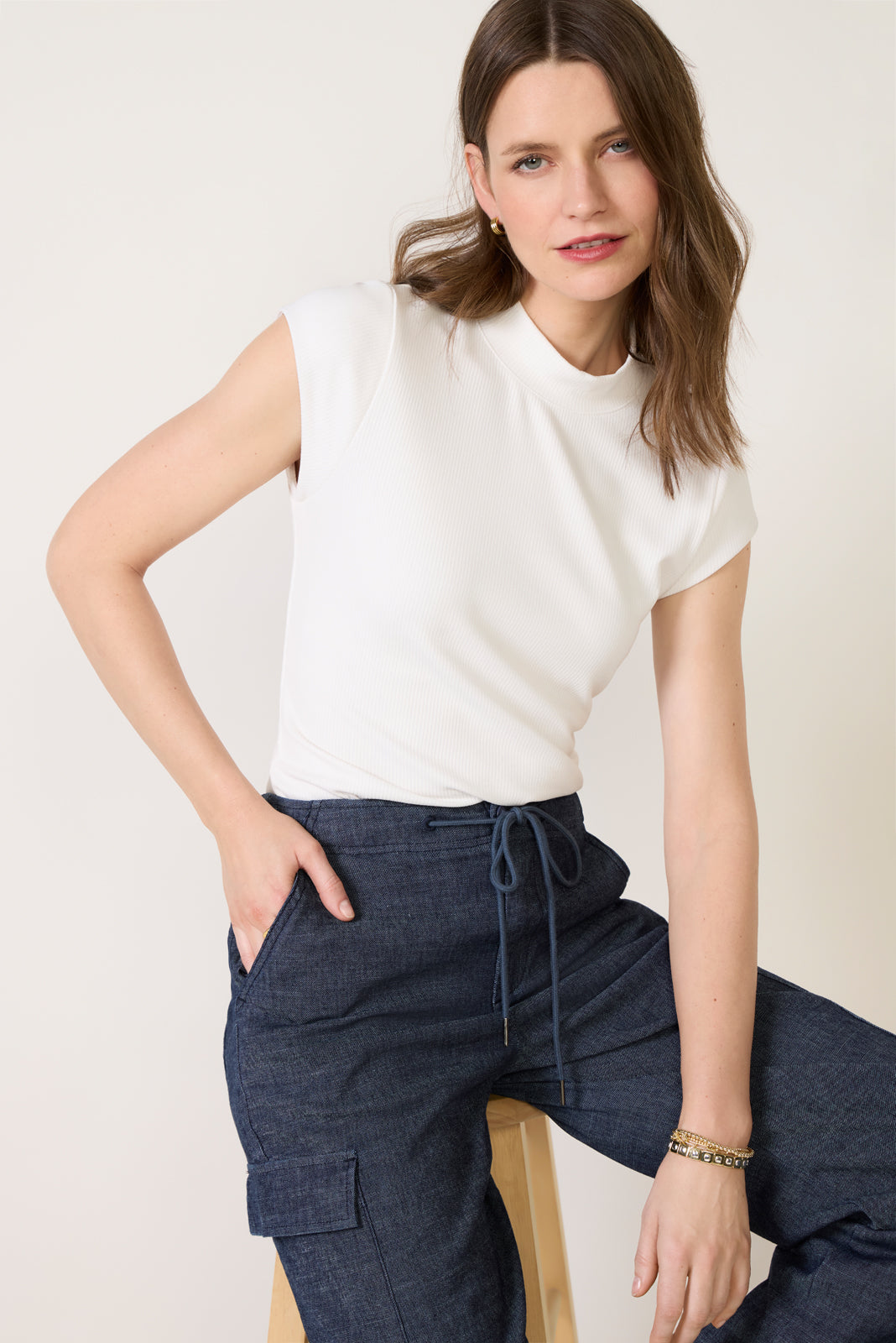 Kori Mock Neck Rib Top