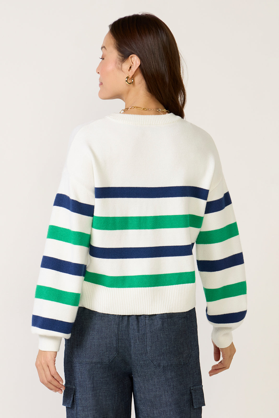 Skye Volume Sleeve Striped Sweater