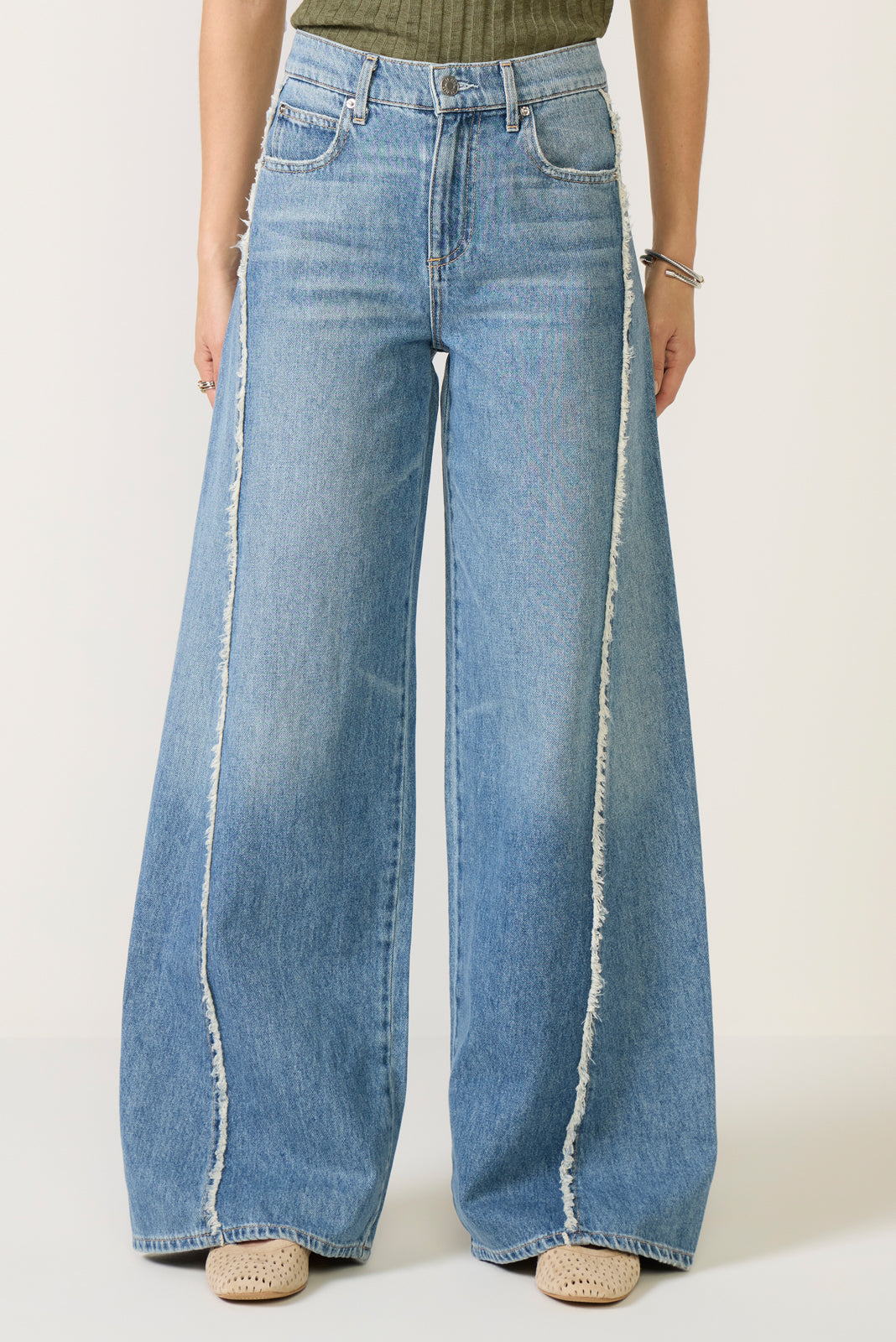 Joss Wide Leg Fray Outseam