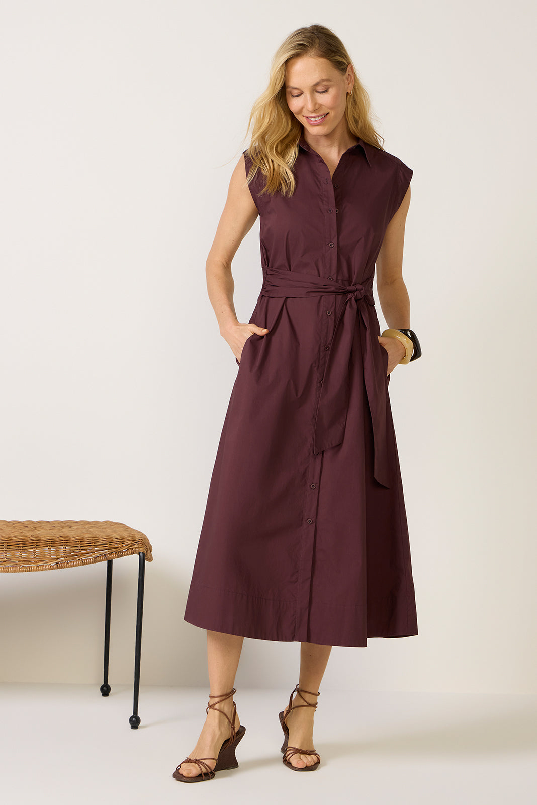 EVEREVE Women's Perry Midi Dress, Size XL, Brown EVEREVE Women's Perry Midi Dress, Size XL, Brown