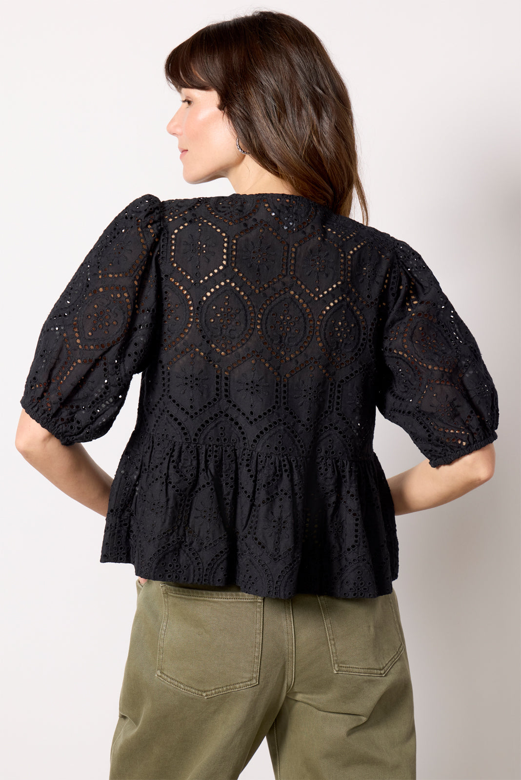 Elsie Eyelet Tie Front Blouse