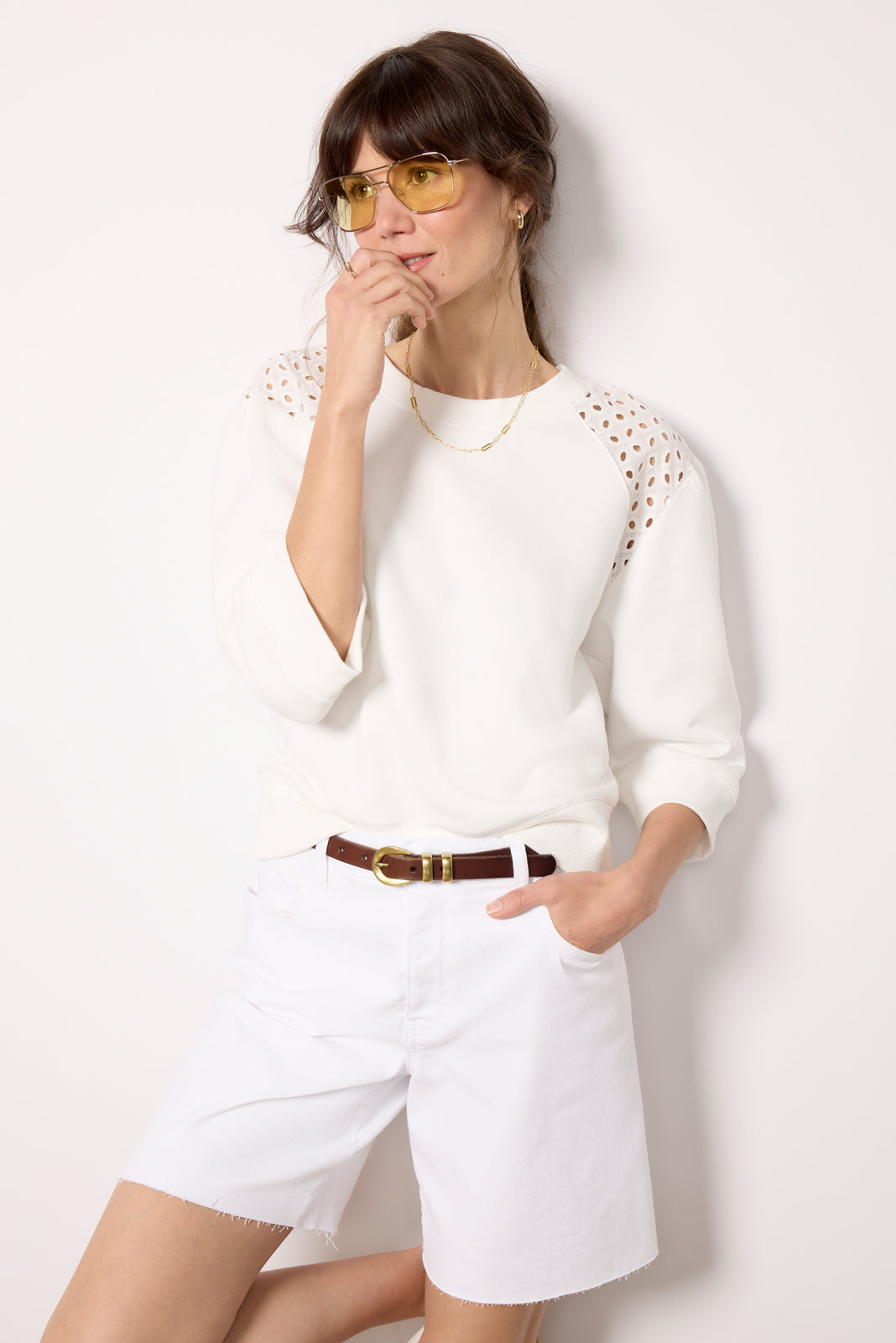 Joanne Crochet Trim Sweatshirt