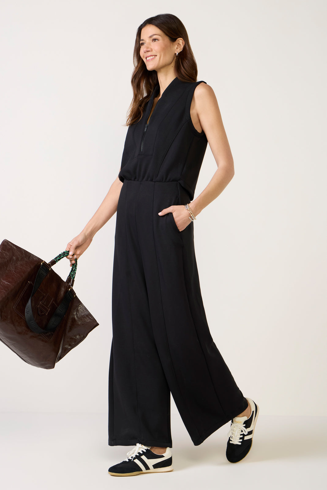 AirEssentials Draped Collar 1/2 Zip Jumpsuit