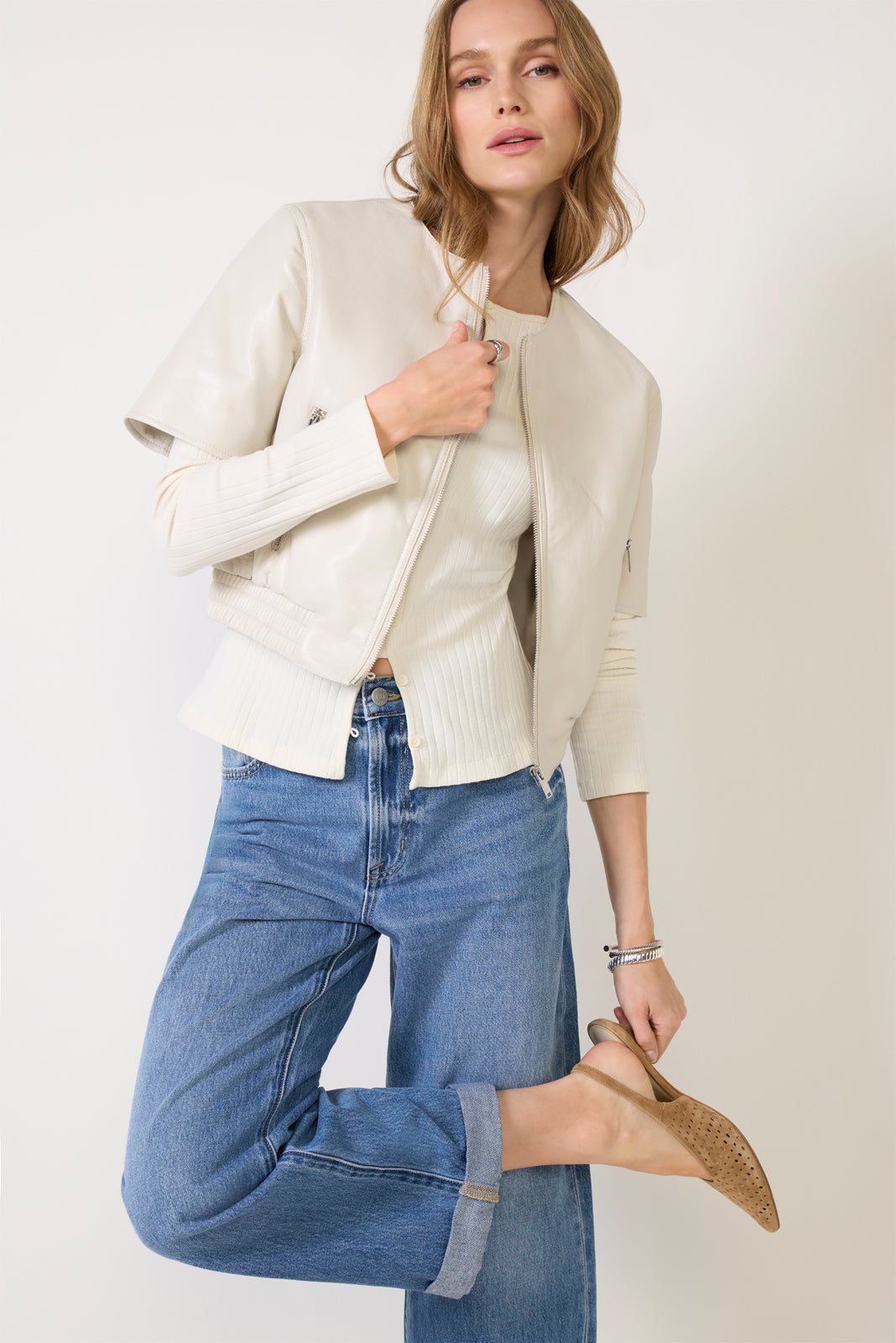 Billie Leather Bomber