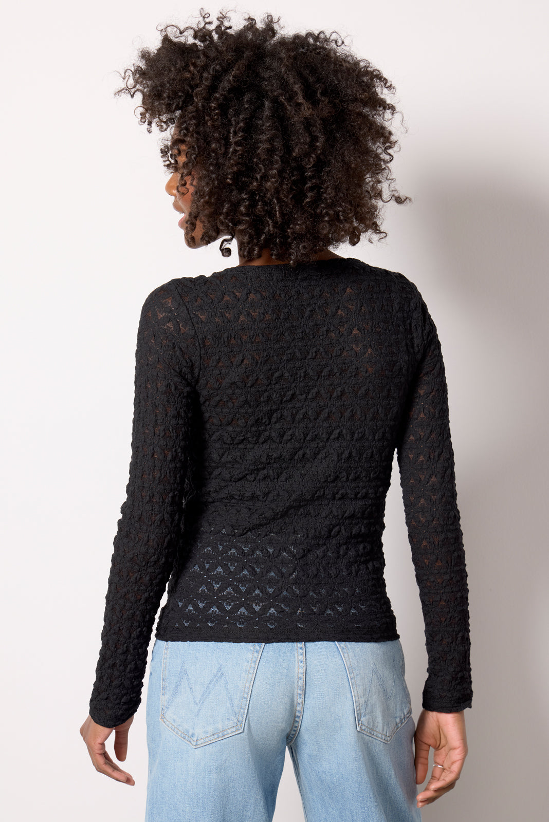 Long Sleeve Textured Boatneck Top