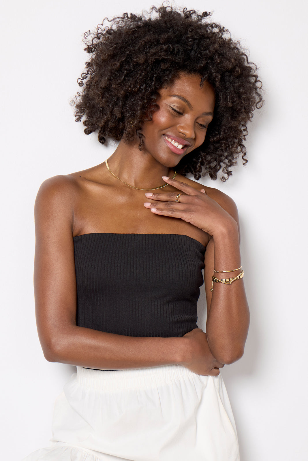 EVEREVE Women's Evie Rib Tube Top, Size Large, Black EVEREVE Women's Evie Rib Tube Top, Size Large, Black
