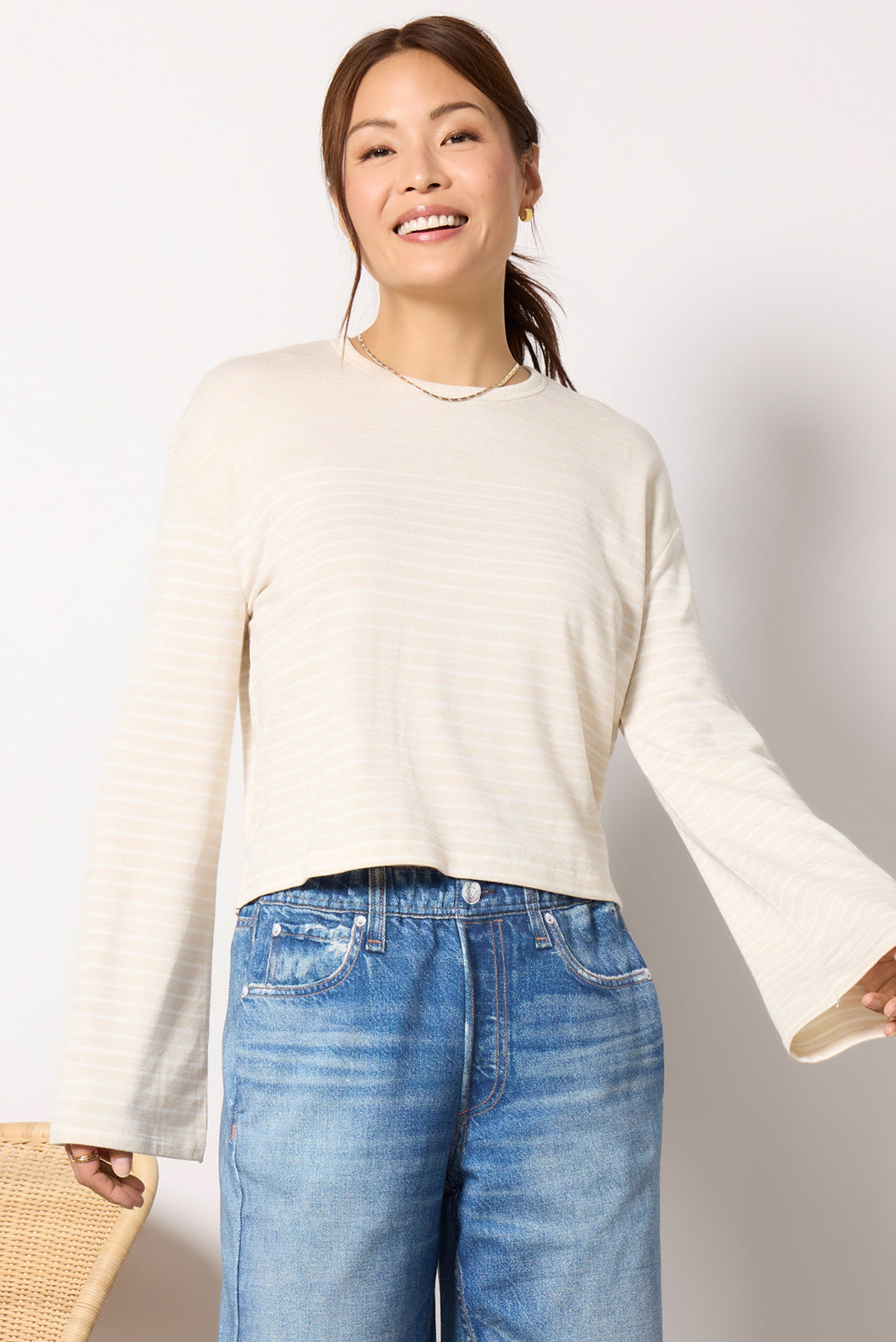 The Knit Stripe Boxy Long Sleeve - Main Image