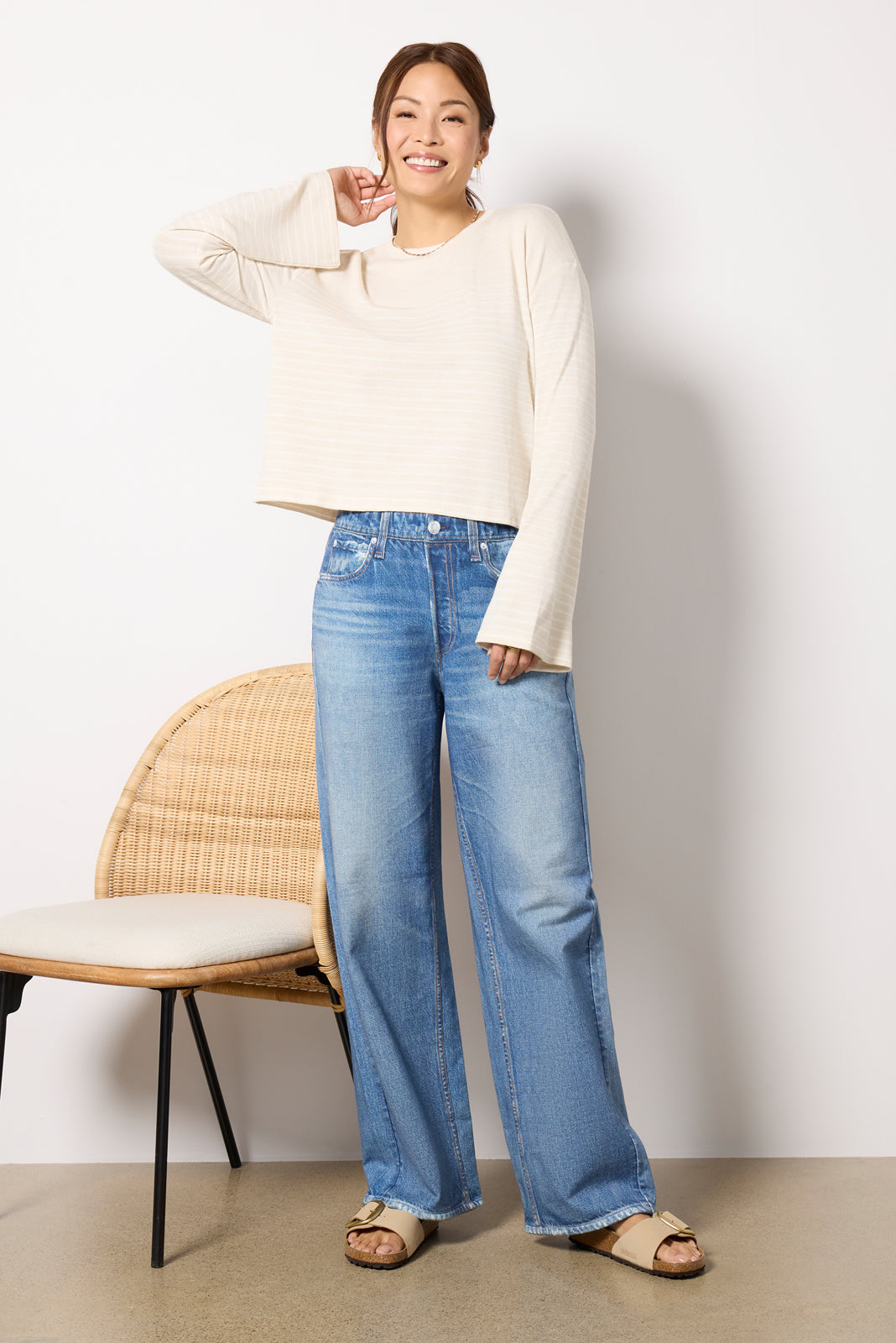 The Knit Stripe Boxy Long Sleeve