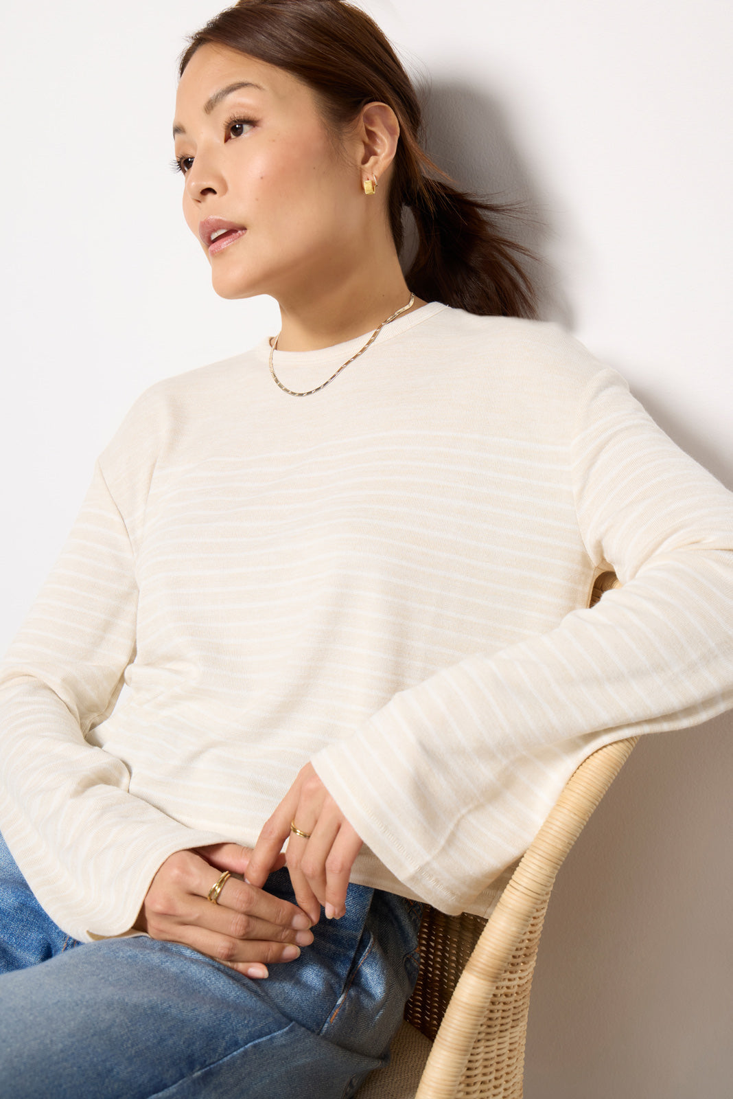 The Knit Stripe Boxy Long Sleeve