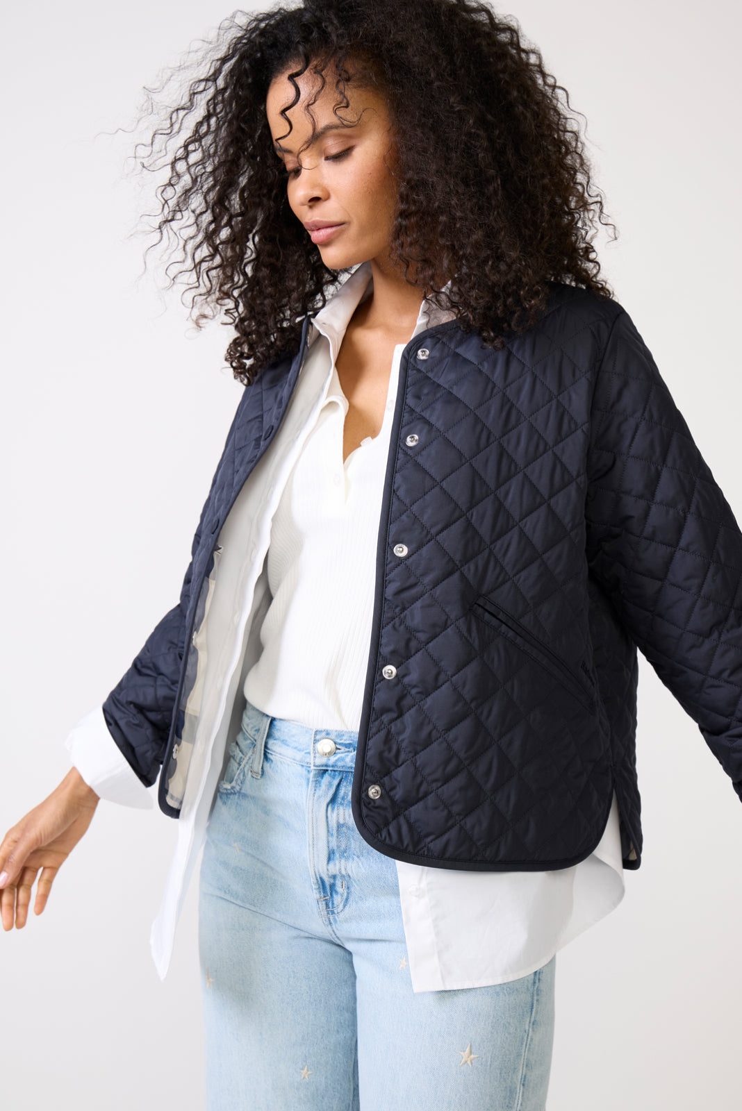 Cashel Collarless Quilted Jacket