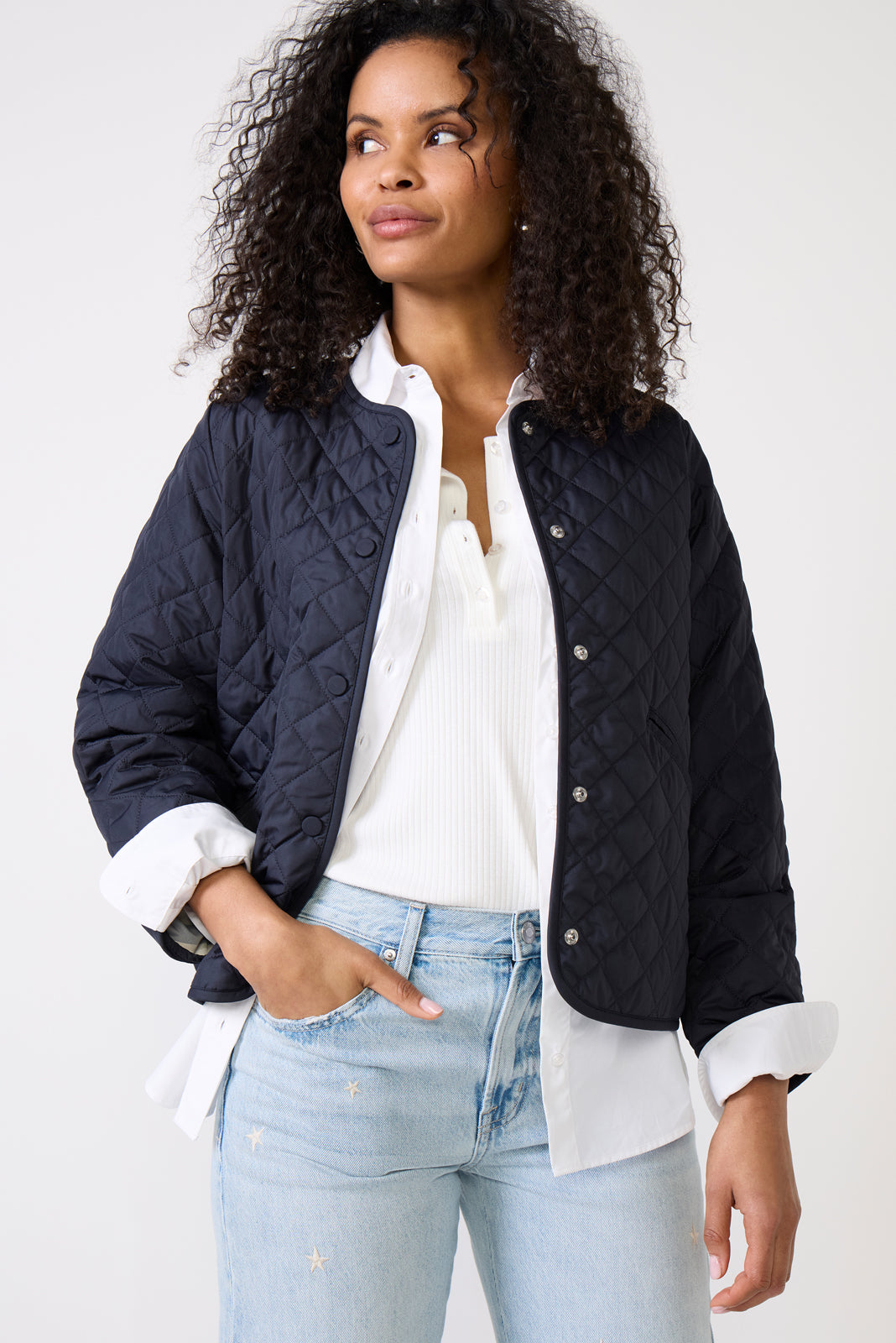 Cashel Collarless Quilted Jacket