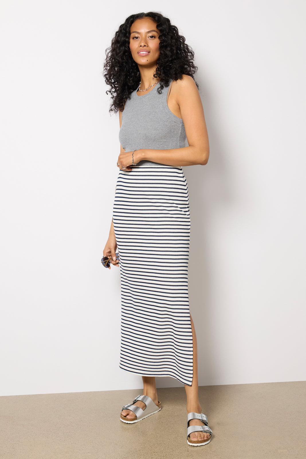 Anna Stripe Midi Skirt