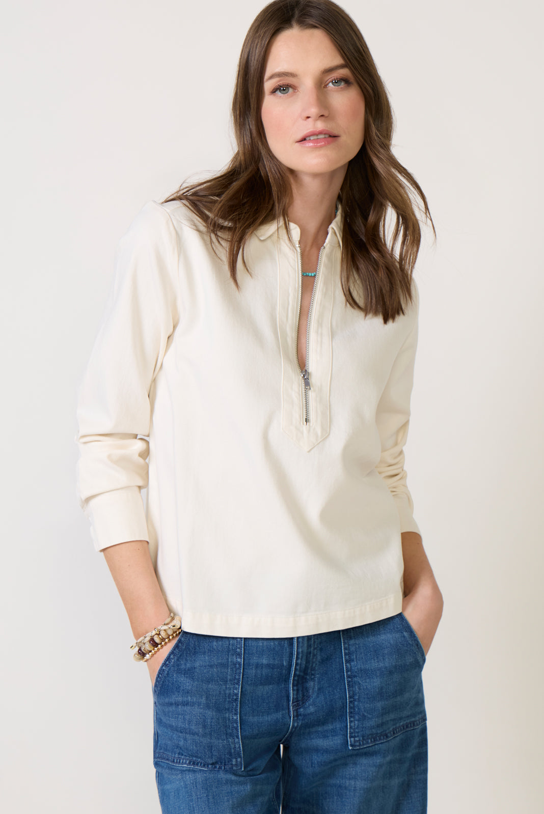 Zip Front Pullover Top