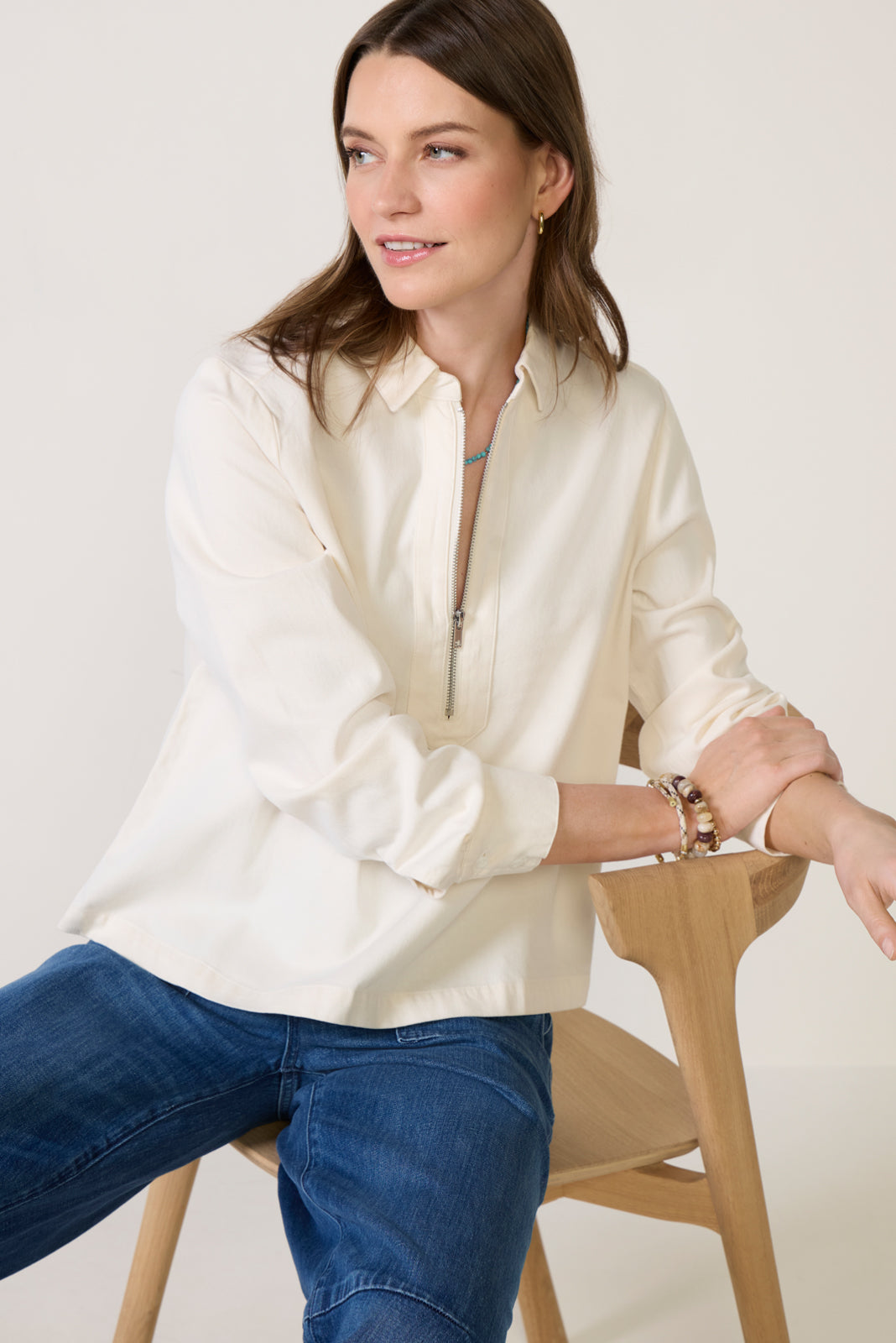 Zip Front Pullover Top