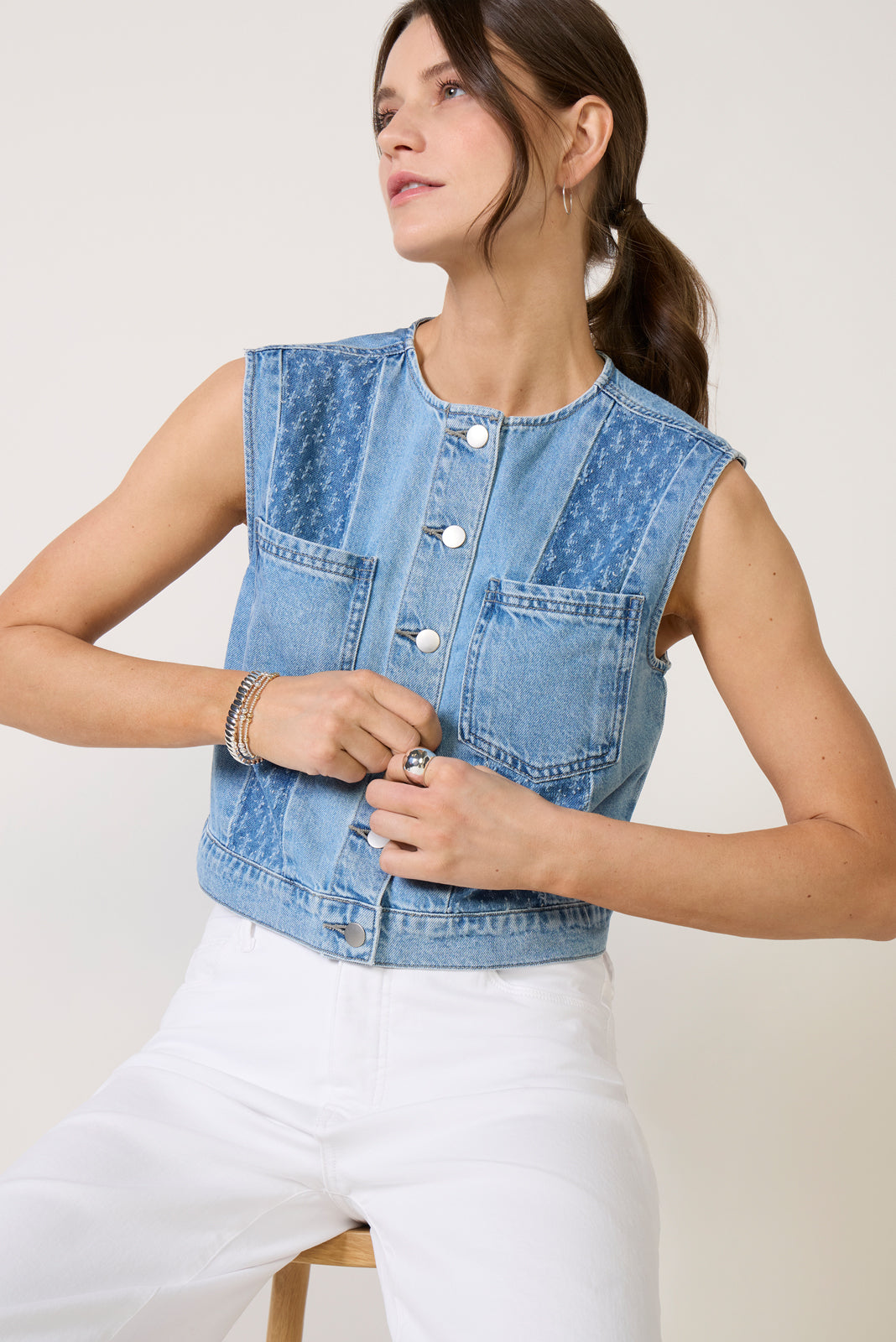 Greta Pieced Denim Vest