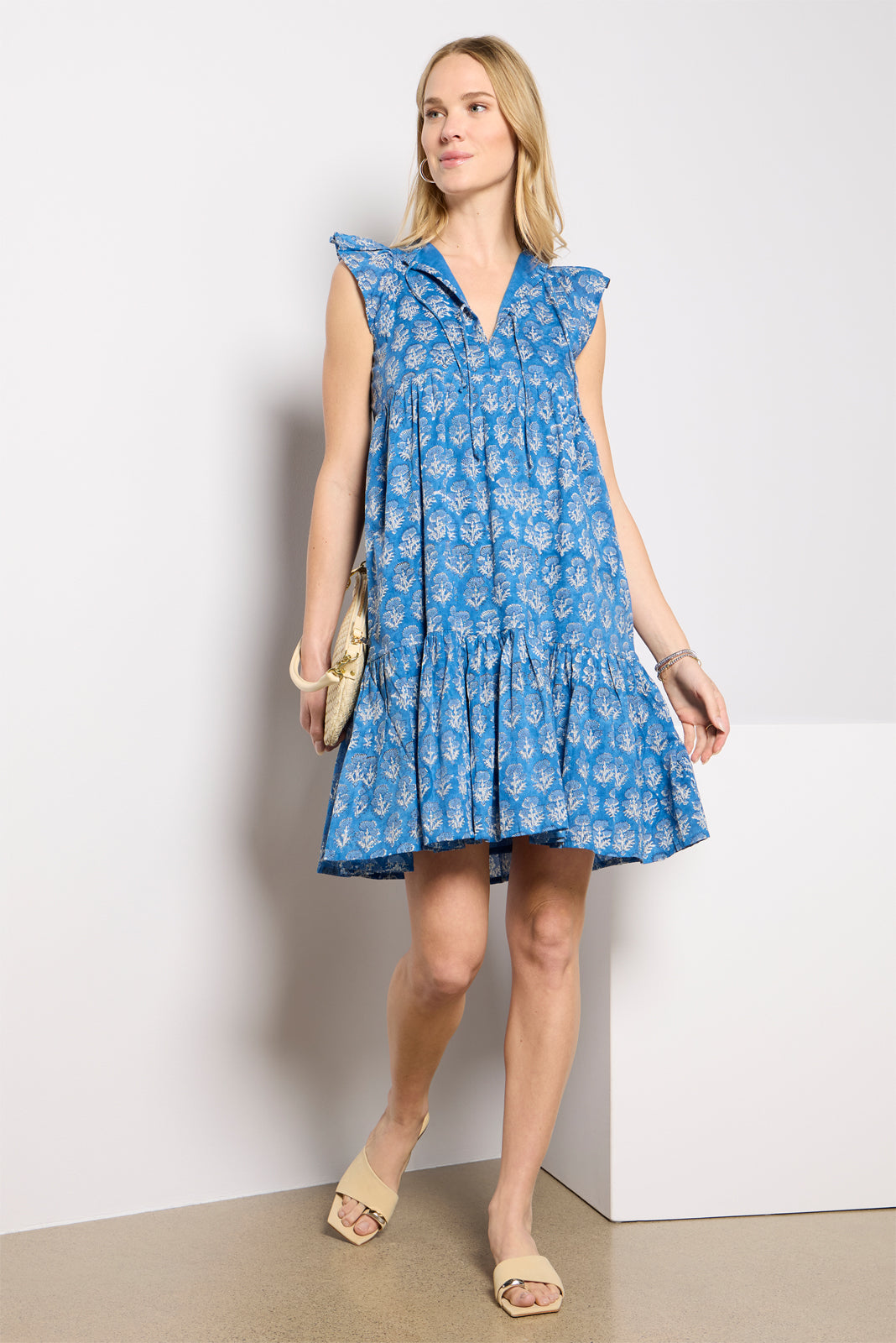 fitted lace wedding dress Angel Sleeves Floral Print Dress with Belt – Krush Kandy main image 1