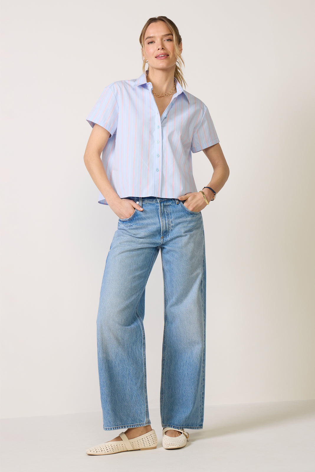 Boxy Crop Short Sleeve Shirt