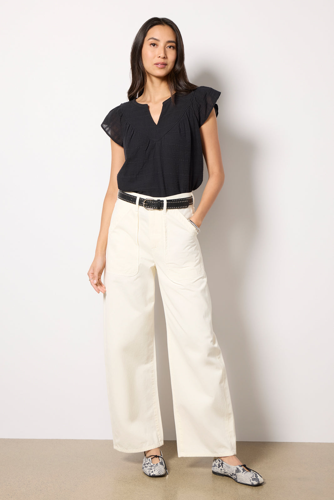 Eliana V Neck Flutter Top