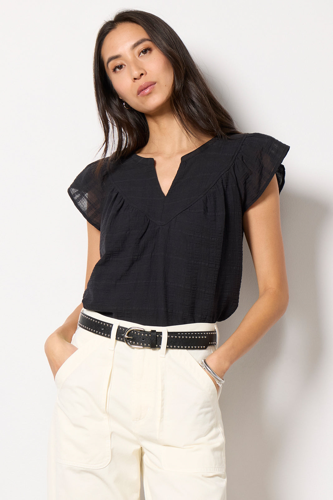 Eliana V Neck Flutter Top