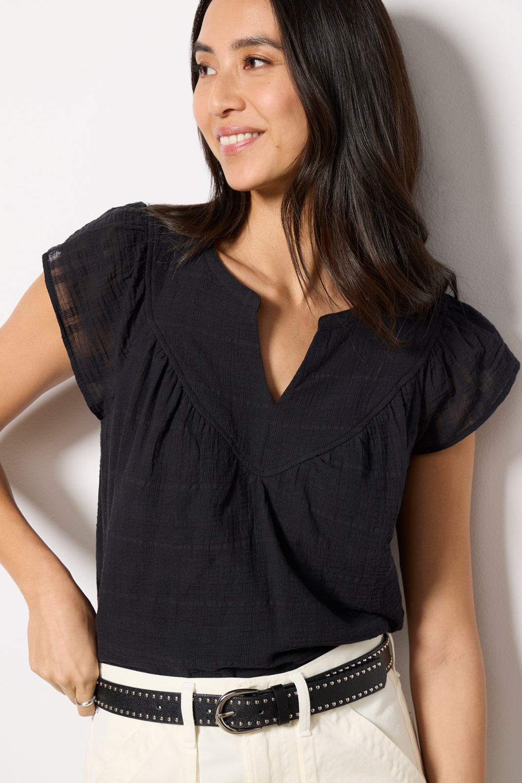Eliana V Neck Flutter Top