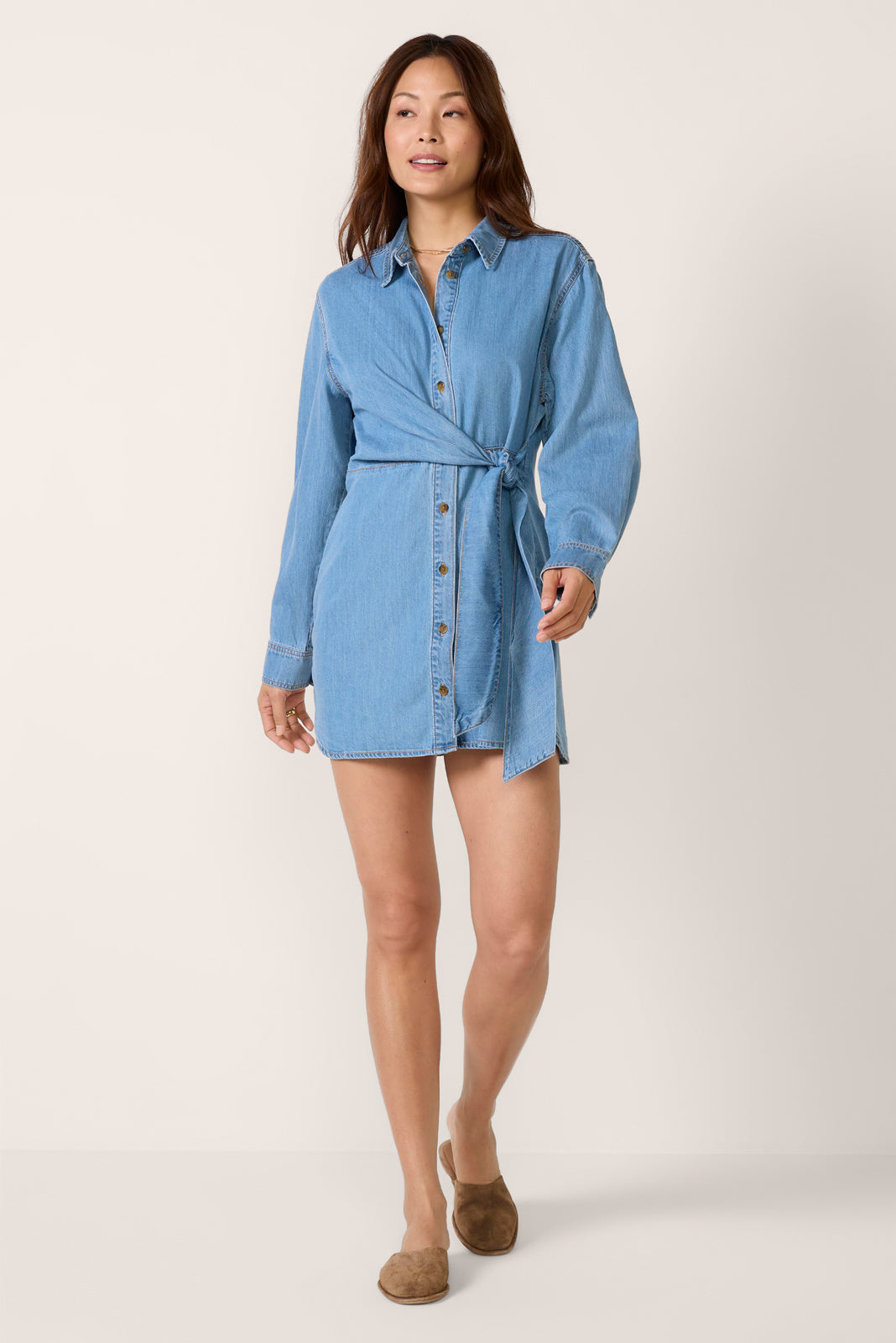 Denim Wrap Shirt Dress