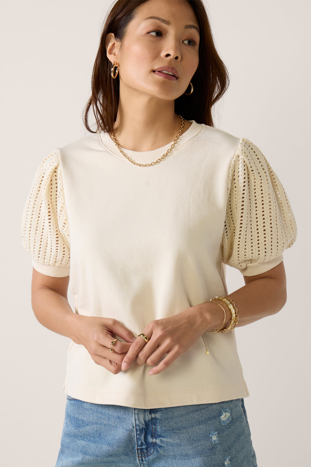 Lea Crochet Sleeve Tee