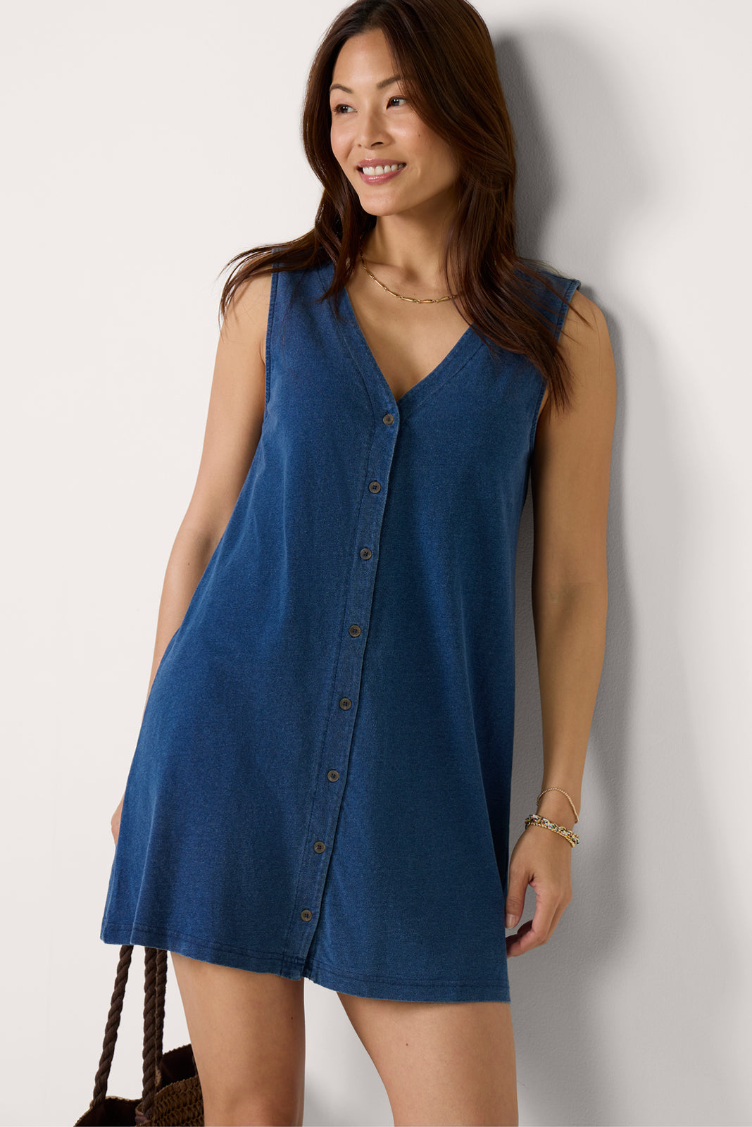 Z SUPPLY Women's Solas Denim Mini Dress, Size XL, Blue Z SUPPLY Women's Solas Denim Mini Dress, Size XL, Blue