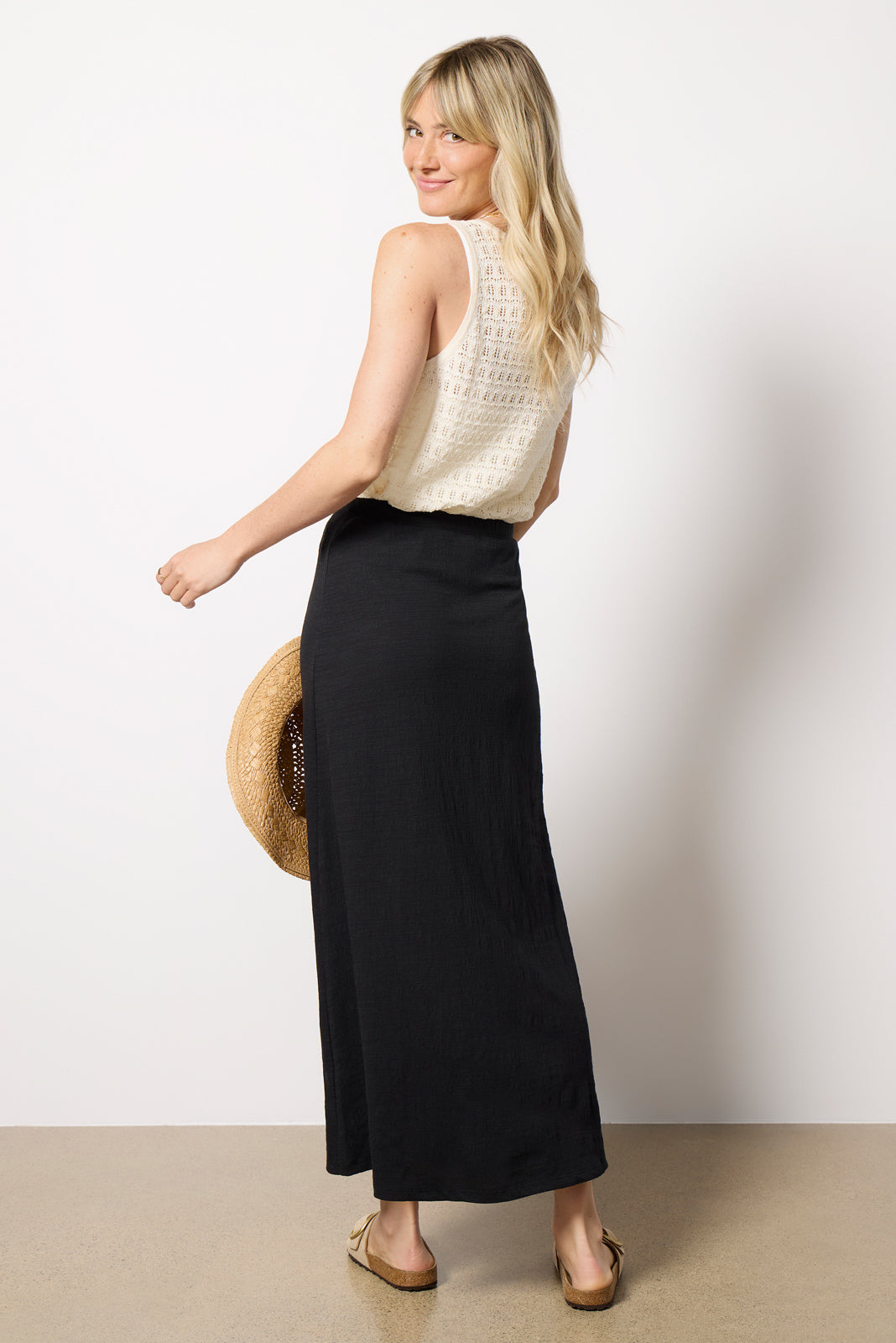 Delavine Textured Midi Skirt