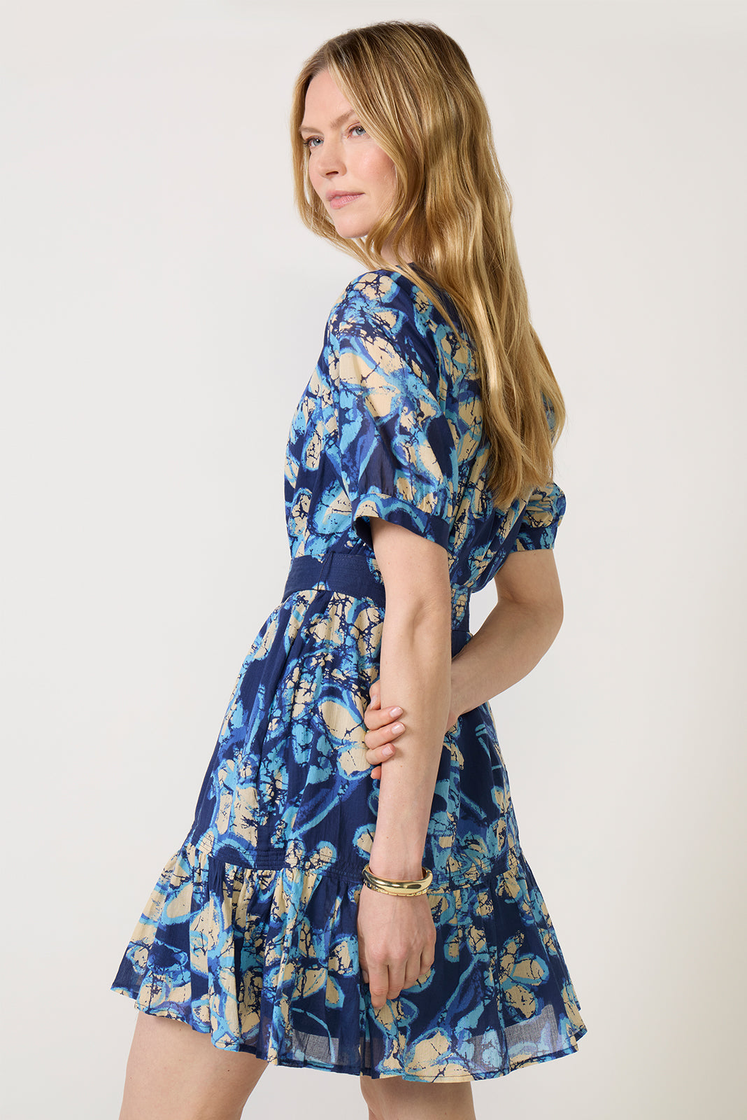 puff sleeve mini dress EVEREVE Women's Arlene Puff Sleeve Mini Dress, Size Large, Blue