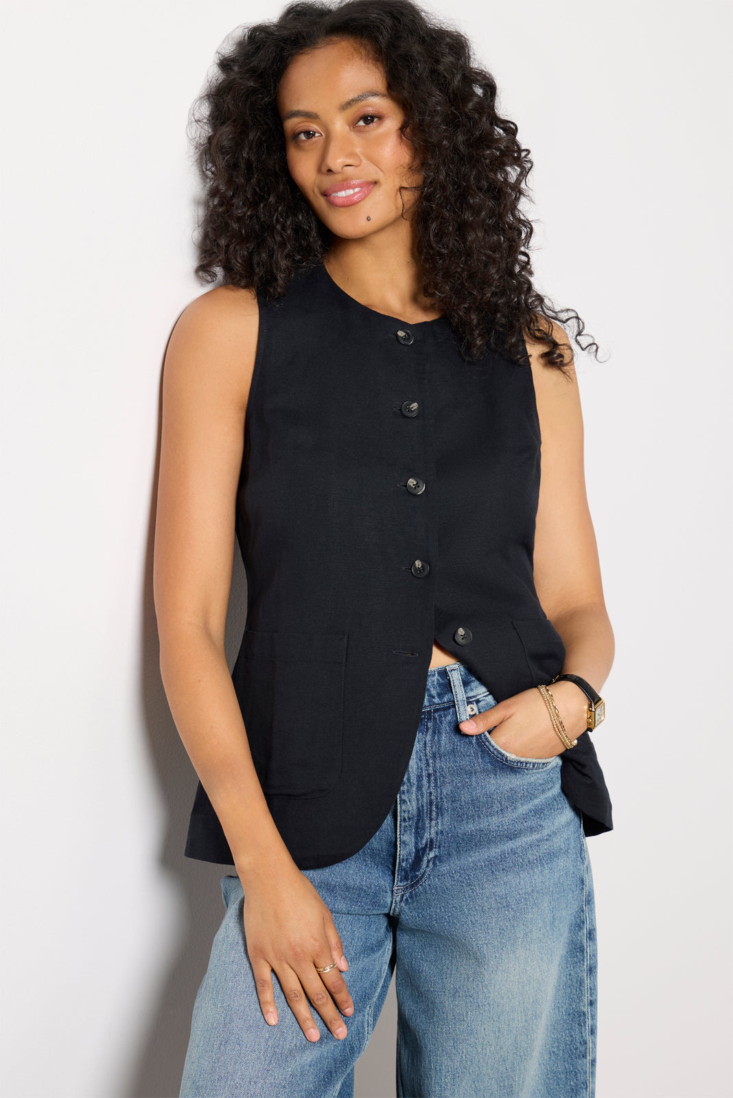 Natalia Long Linen Vest Natalia Long Linen Vest
