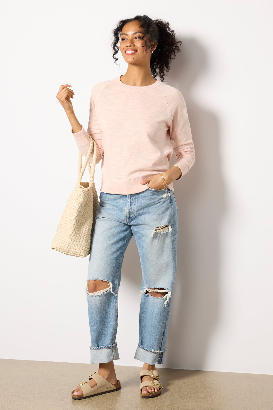 Sunwashed Slub Crewneck