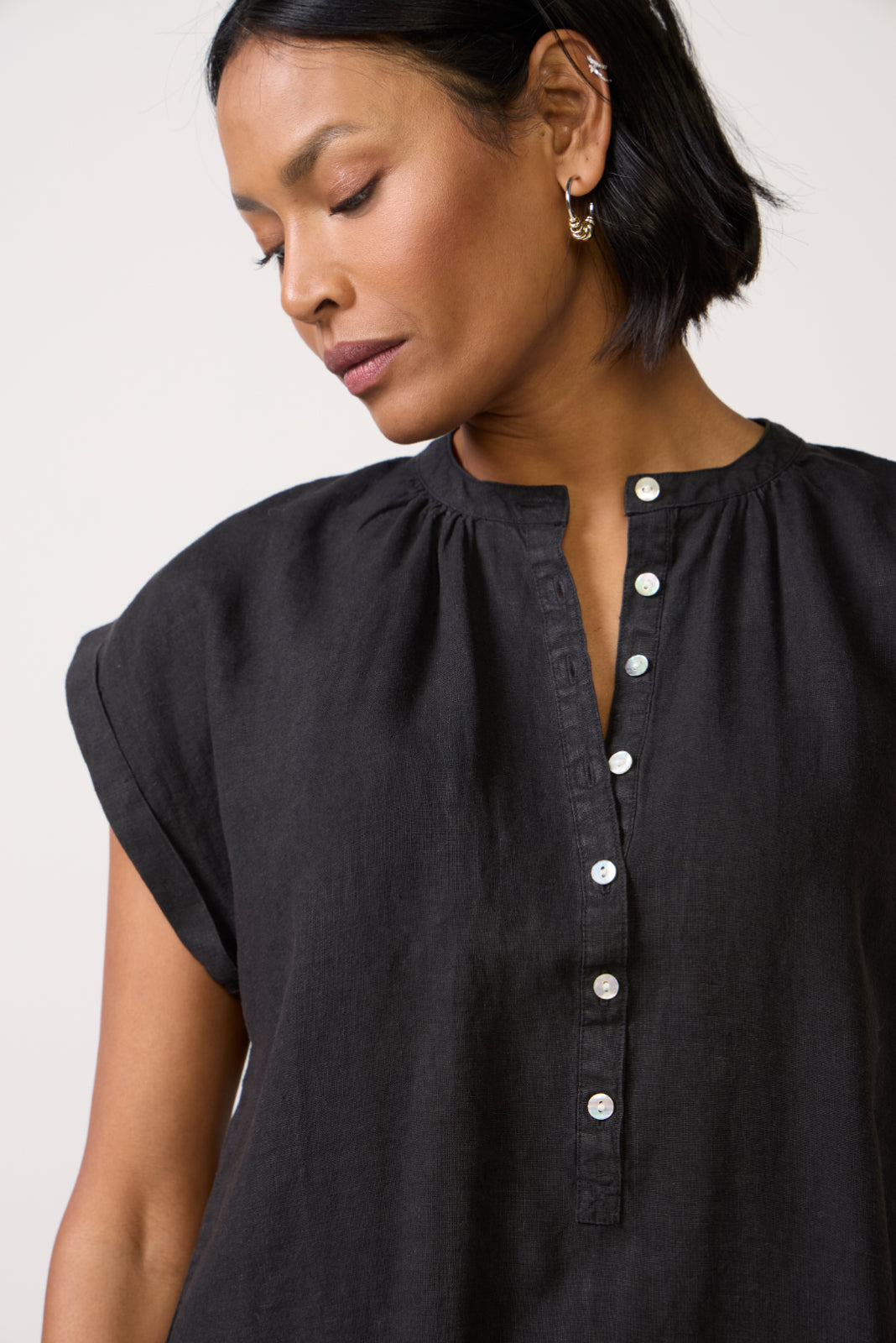 Cap Sleeve Henley Dress