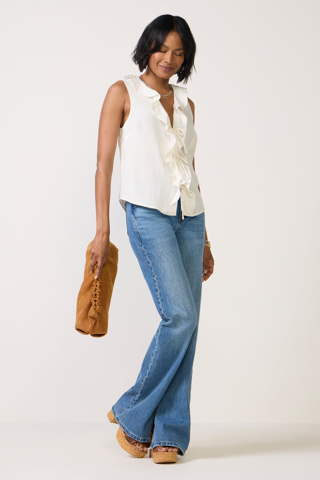 Tie Front Ruffle Tank