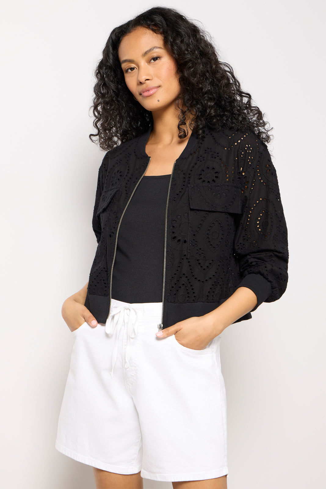 Ryan Eyelet Bomber Jacket