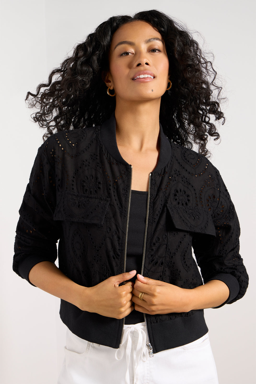 Ryan Eyelet Bomber Jacket